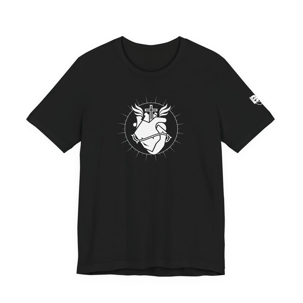 Sacred Heart Tee — Christian Cross & Heart Graphic Shirt