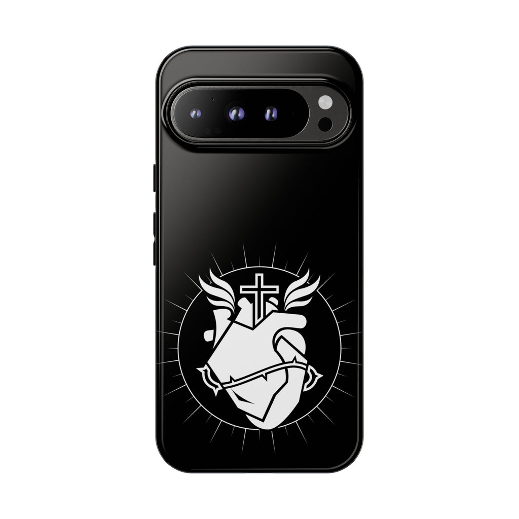 Sacred Heart Cross Phone Case — Faith-Inspired Christian Armor for iPhone