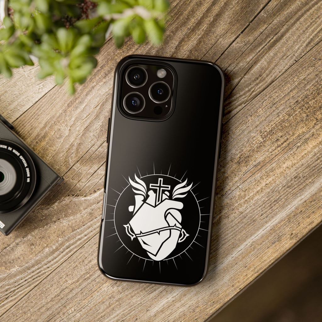 Sacred Heart Cross Phone Case — Faith-Inspired Christian Armor for iPhone