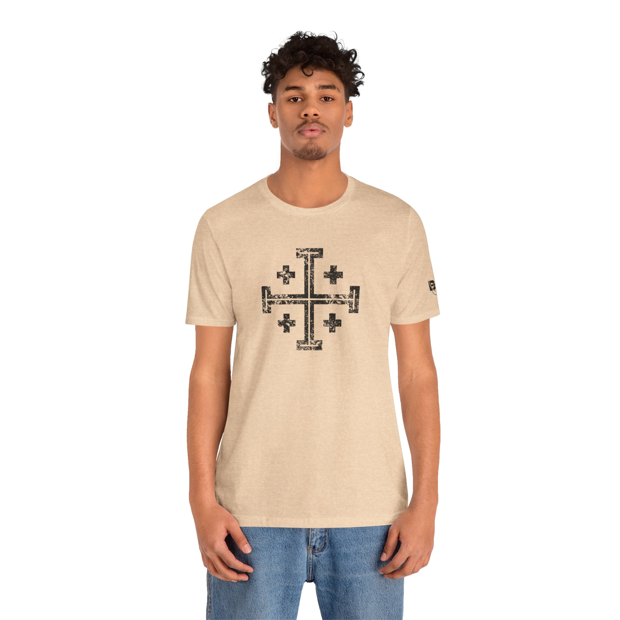 Jerusalem Cross T‑Shirt — Distressed Christian Cross Graphic Tee