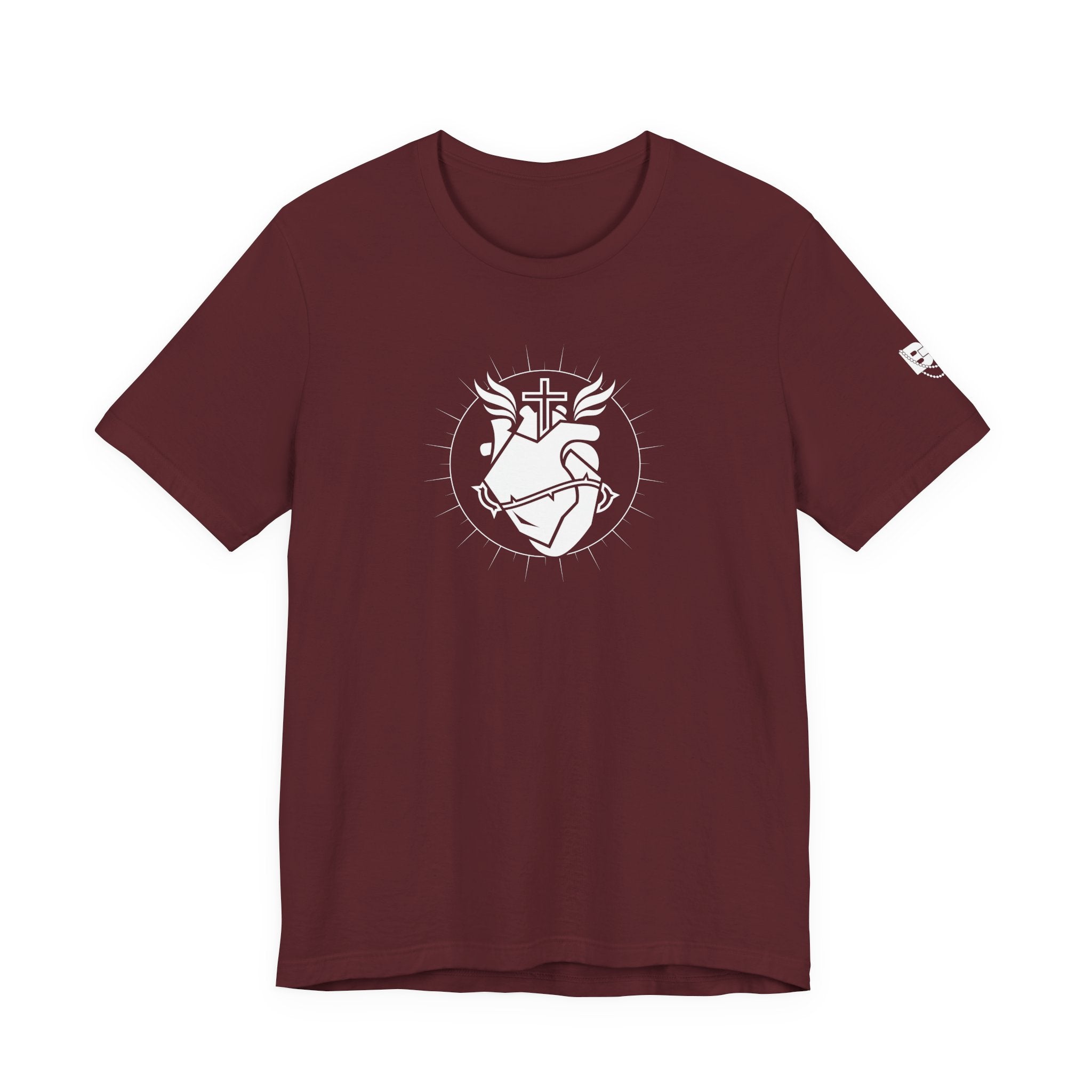Sacred Heart Tee — Christian Cross & Heart Graphic Shirt
