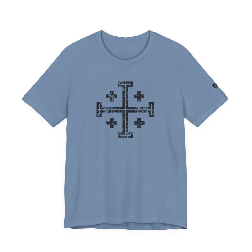 Jerusalem Cross T‑Shirt — Distressed Christian Cross Graphic Tee