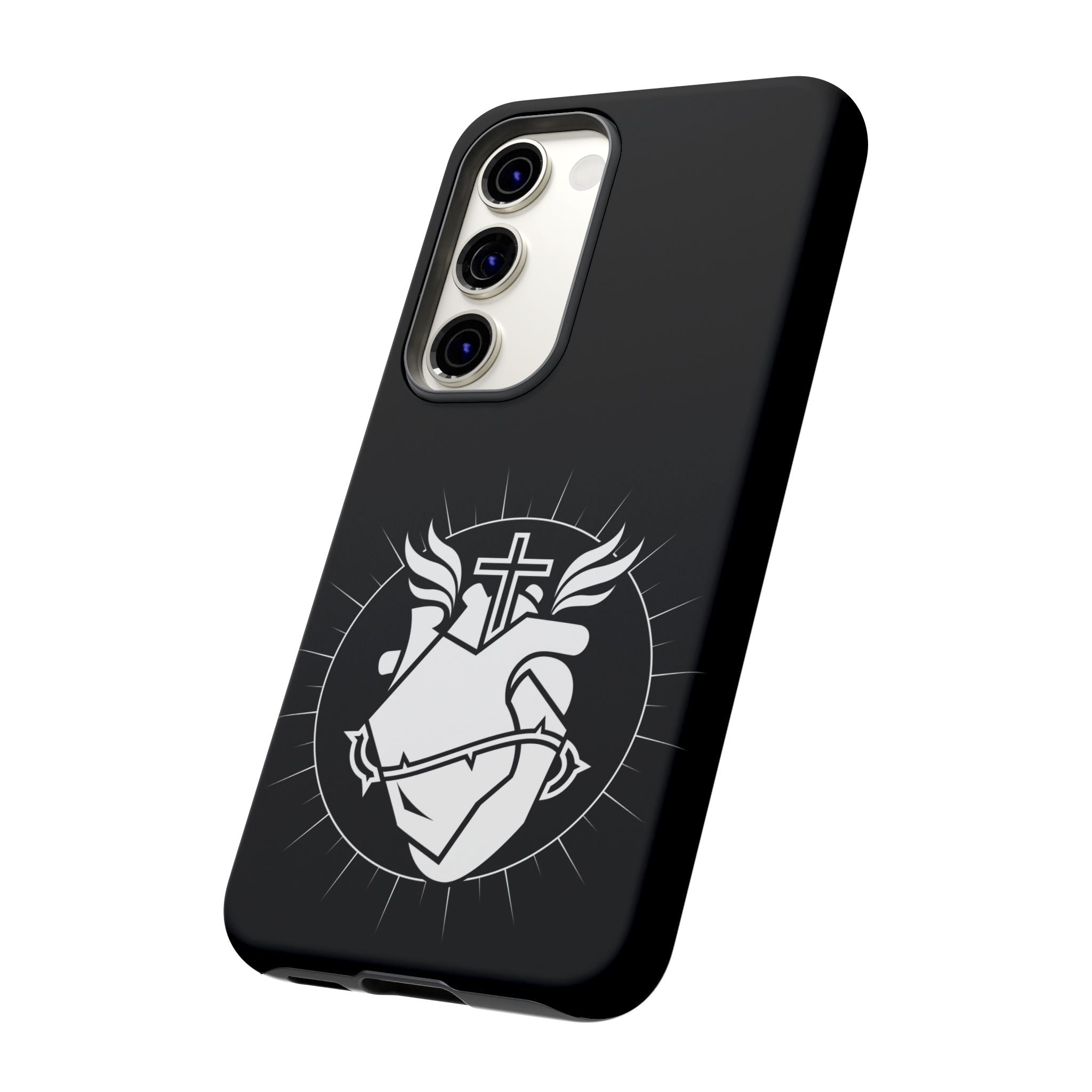 Sacred Heart Cross Phone Case — Faith-Inspired Christian Armor for iPhone