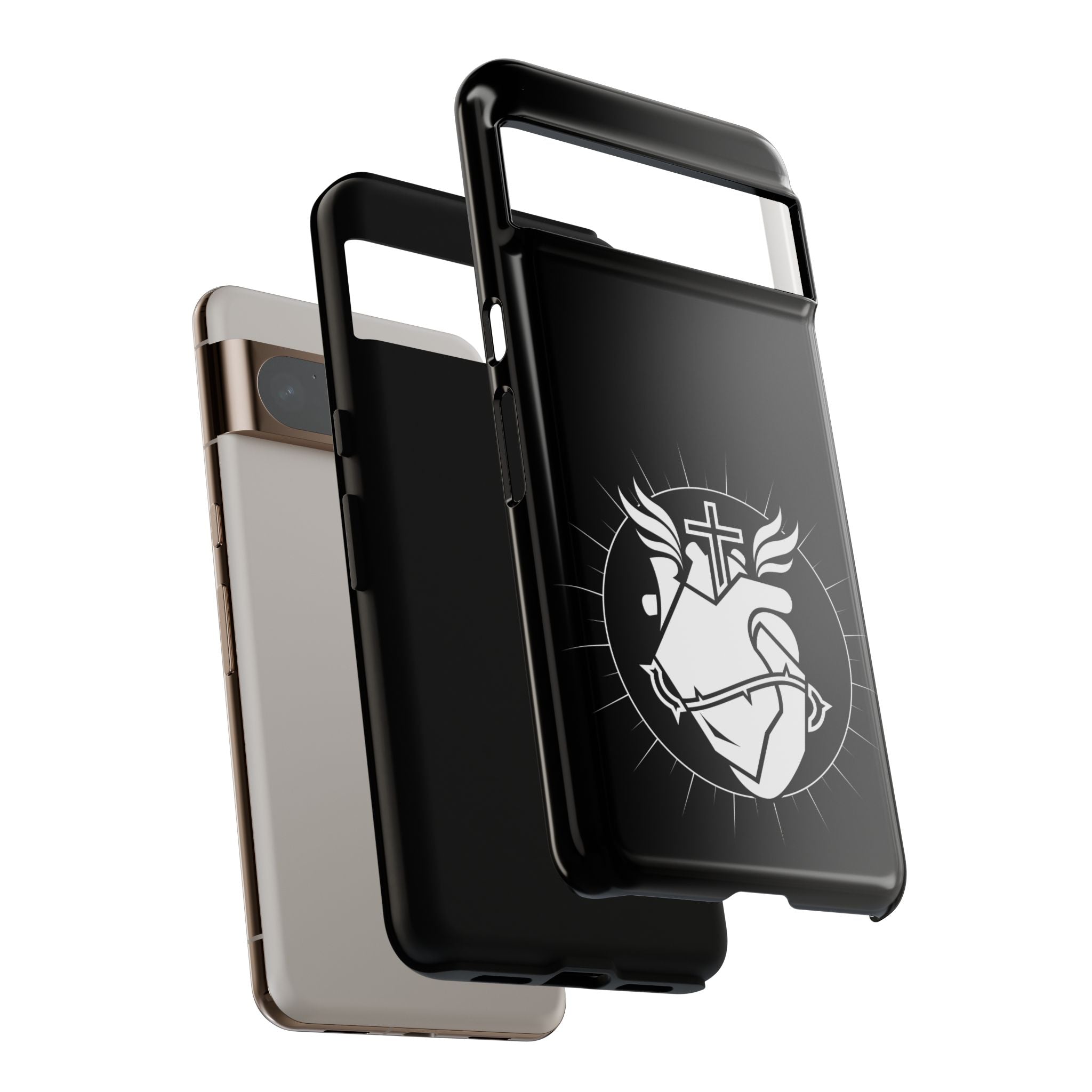 Sacred Heart Cross Phone Case — Faith-Inspired Christian Armor for iPhone