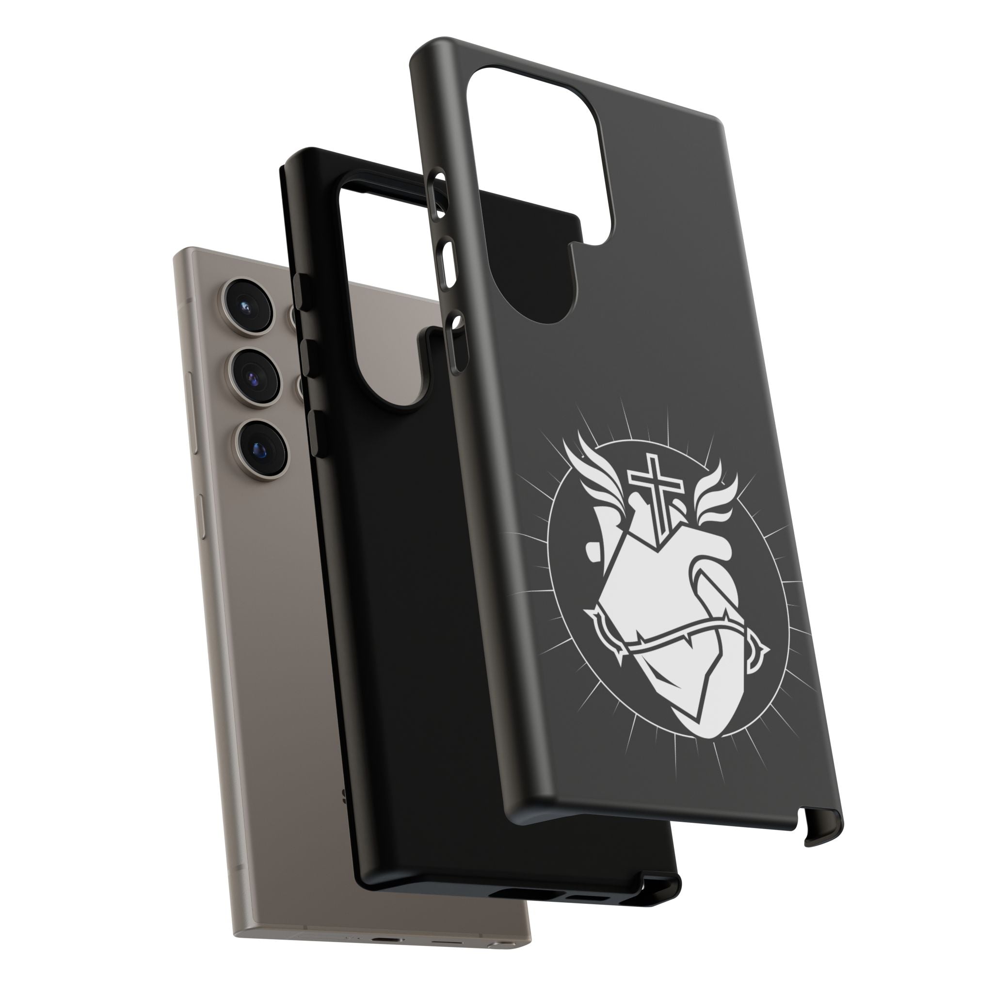 Sacred Heart Cross Phone Case — Faith-Inspired Christian Armor for iPhone