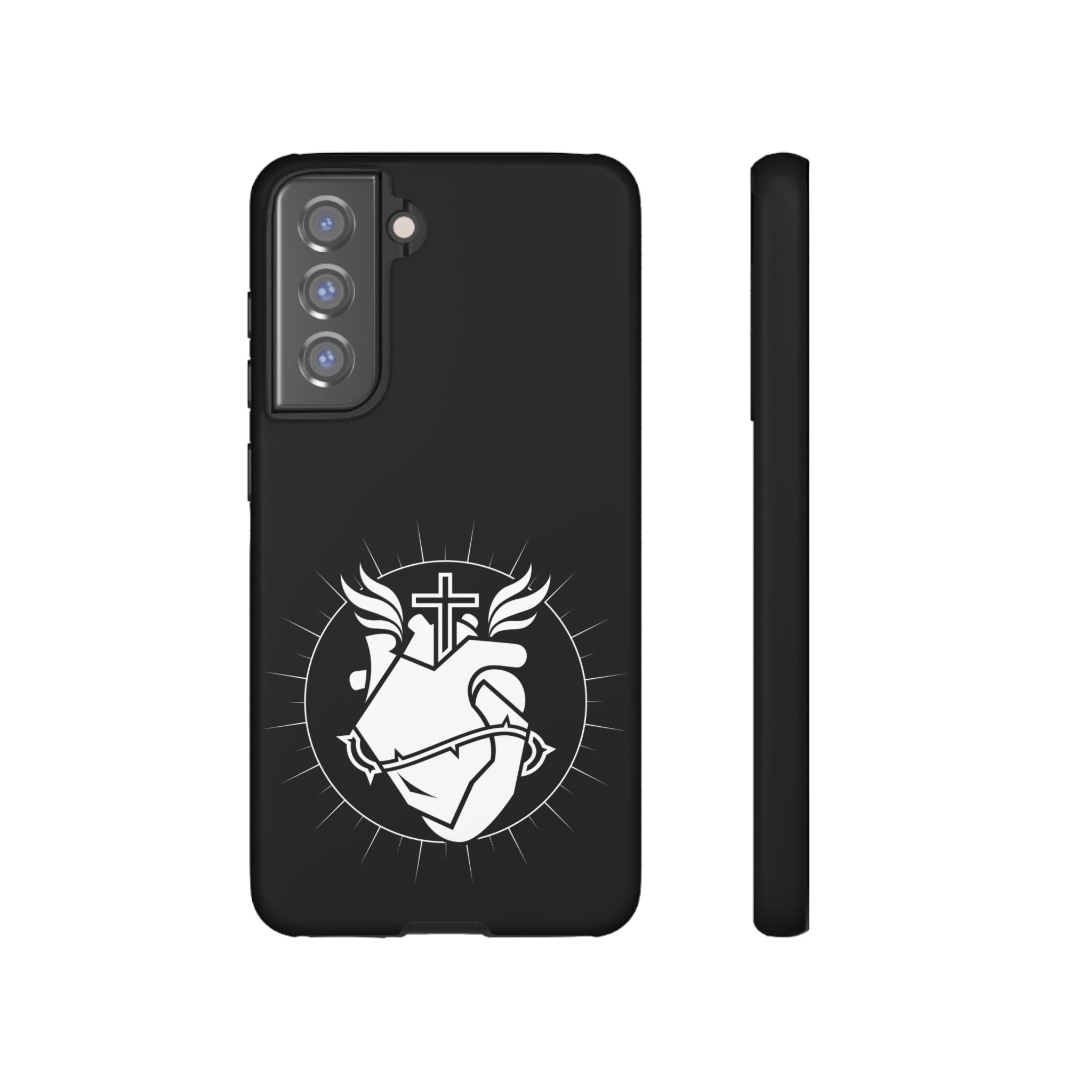 Sacred Heart Cross Phone Case — Faith-Inspired Christian Armor for iPhone