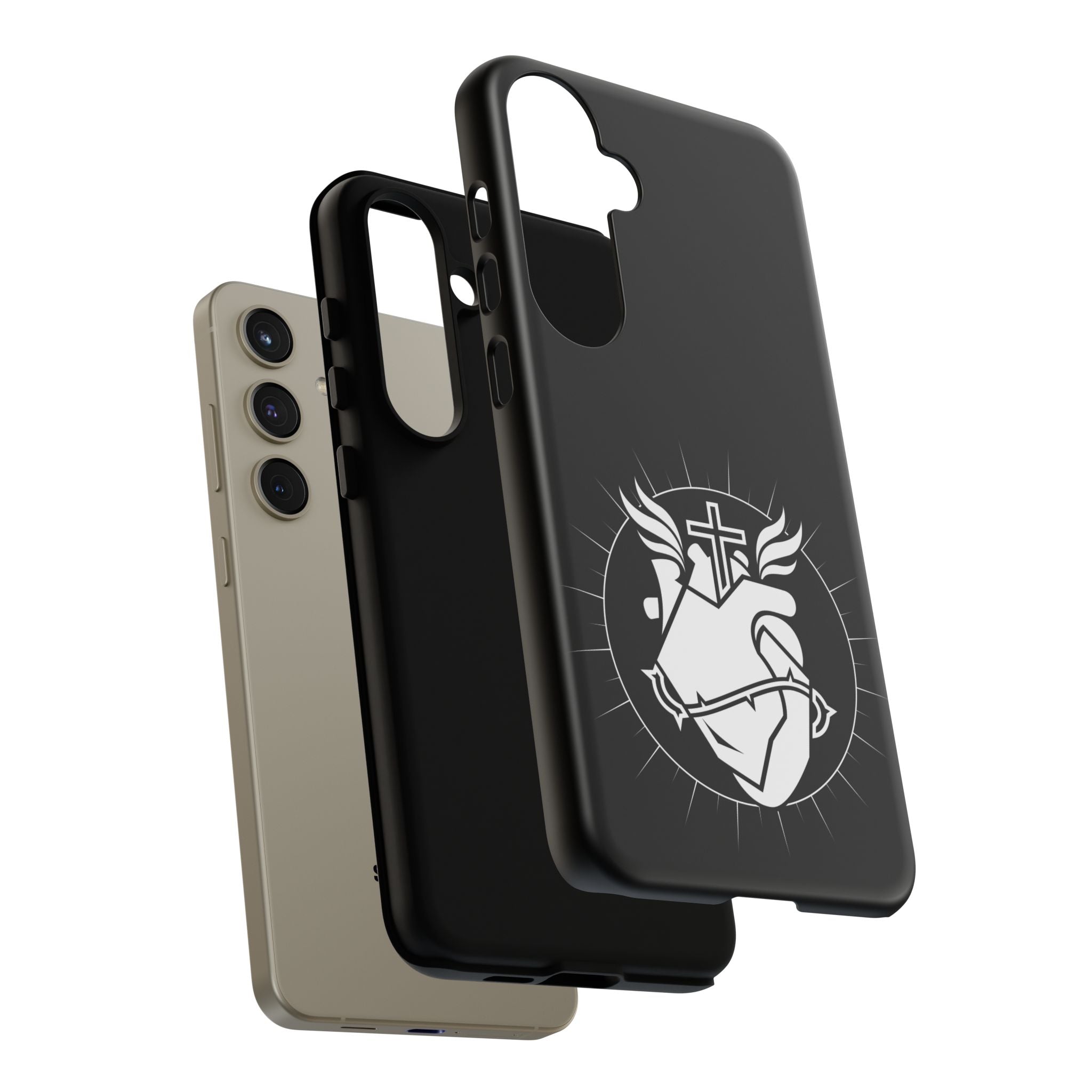 Sacred Heart Cross Phone Case — Faith-Inspired Christian Armor for iPhone