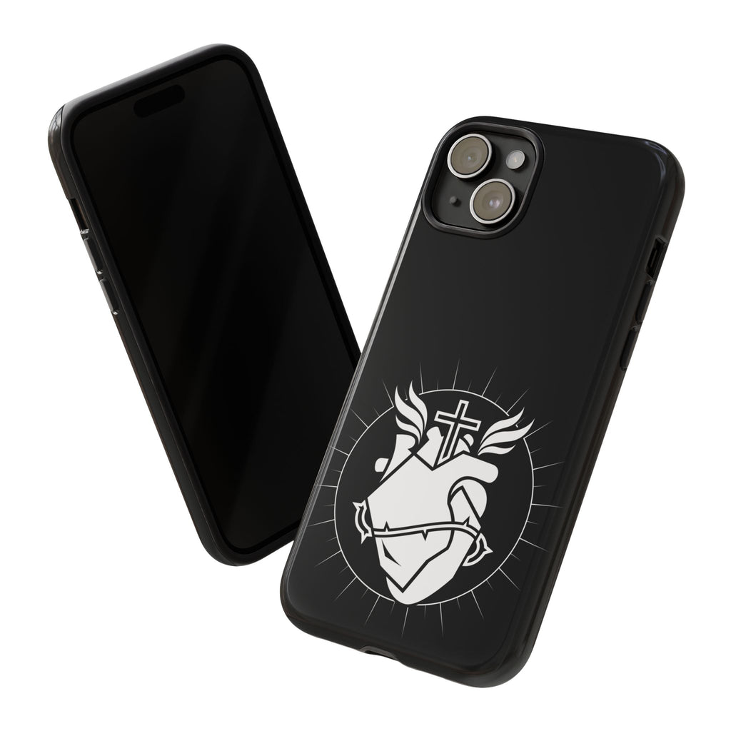 Sacred Heart Cross Phone Case — Faith-Inspired Christian Armor for iPhone
