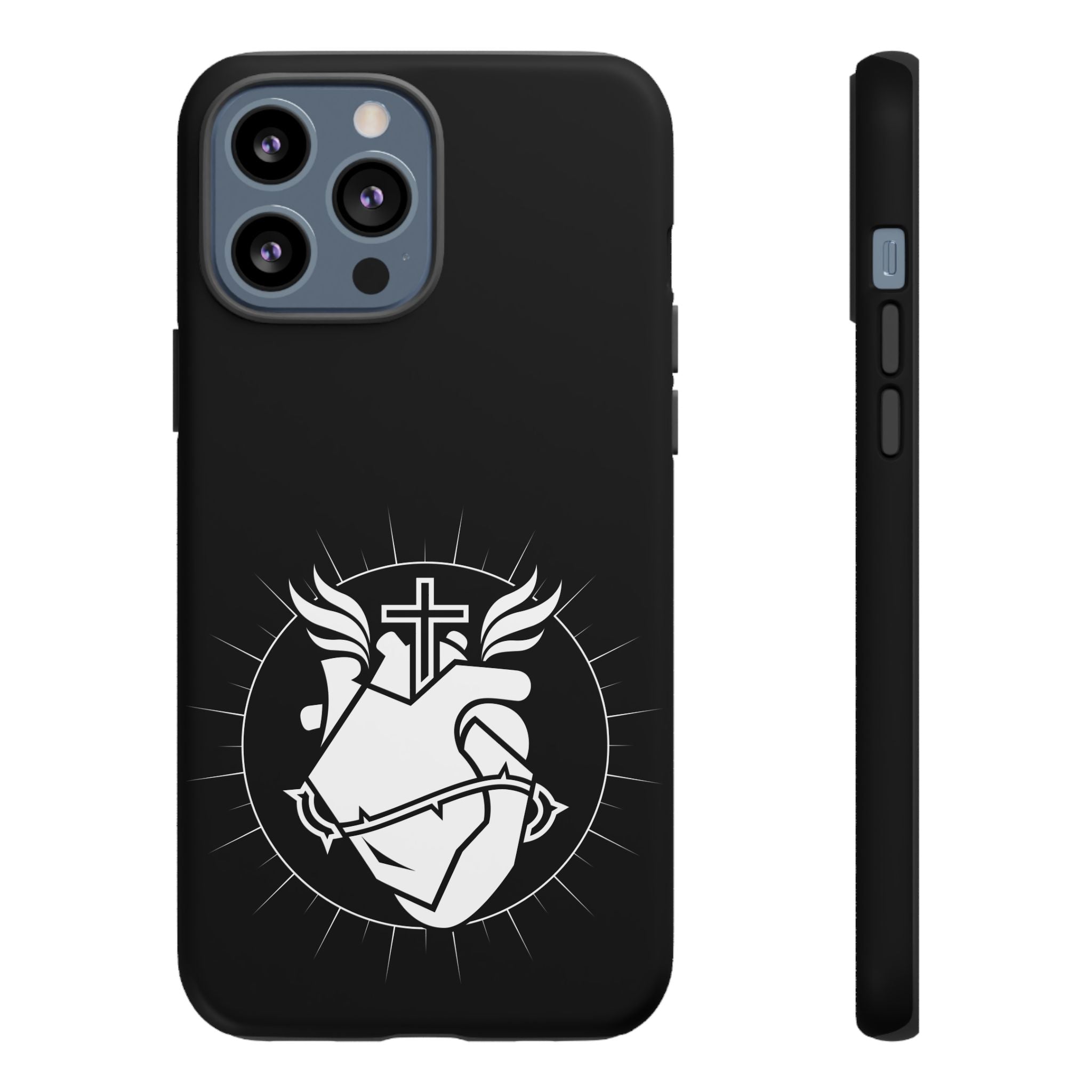 Sacred Heart Cross Phone Case — Faith-Inspired Christian Armor for iPhone