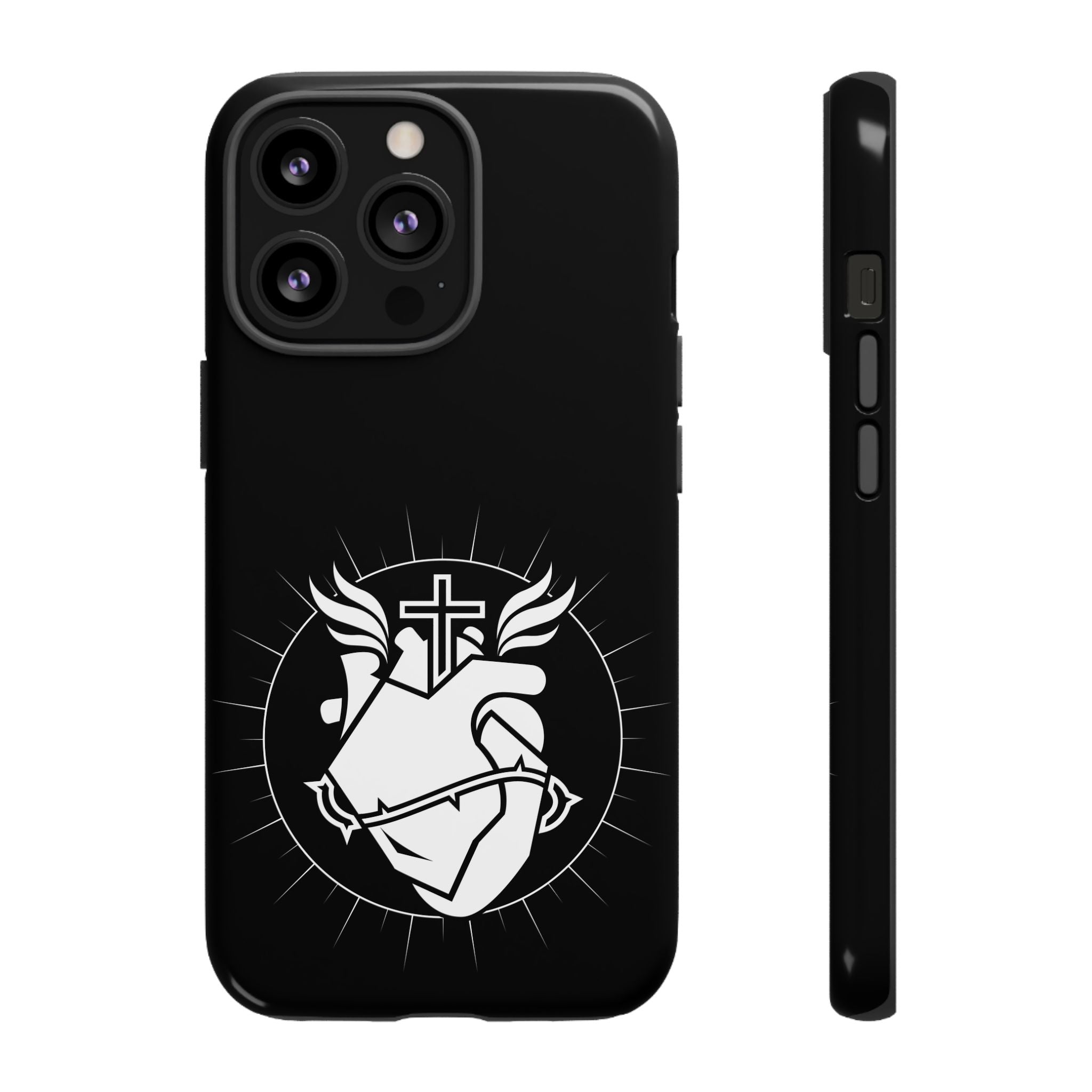 Sacred Heart Cross Phone Case — Faith-Inspired Christian Armor for iPhone