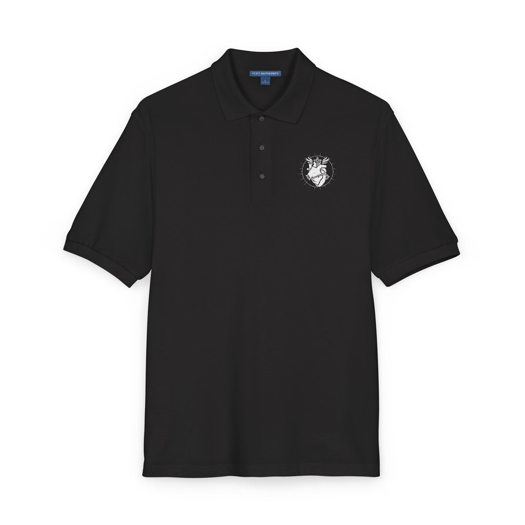 Embroidered Heart Crest Polo Shirt — Subtle White Chest Logo