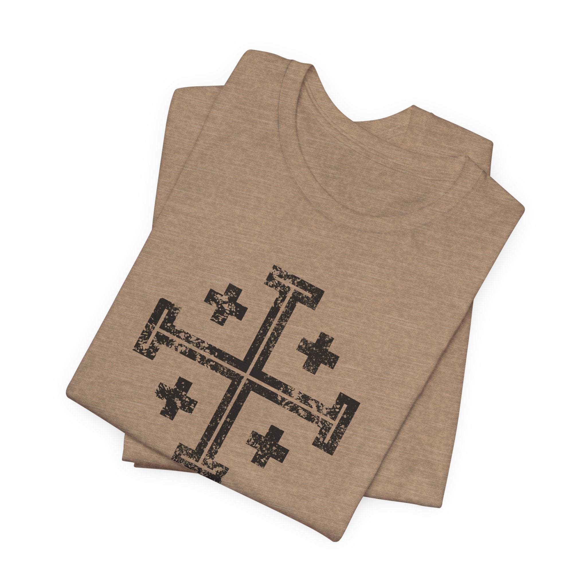 Jerusalem Cross T‑Shirt — Distressed Christian Cross Graphic Tee