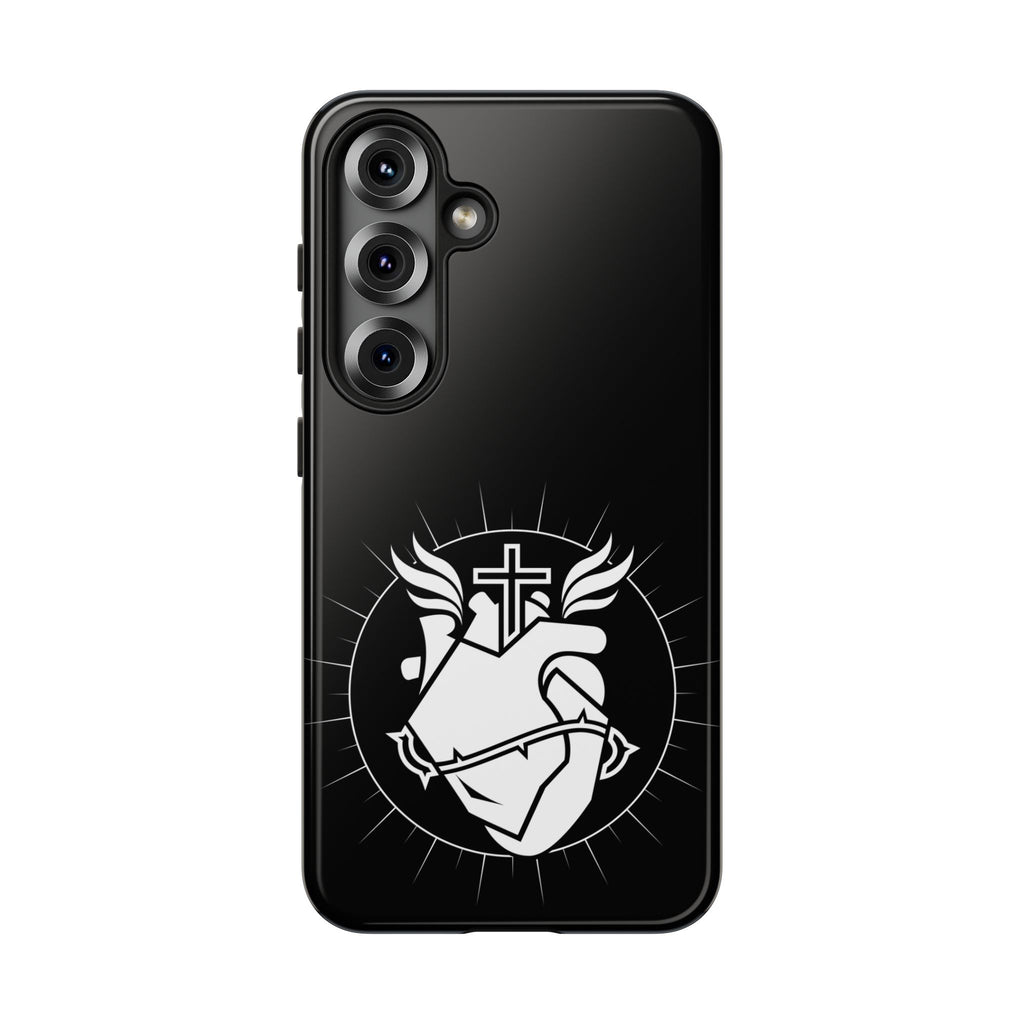 Sacred Heart Cross Phone Case — Faith-Inspired Christian Armor for iPhone