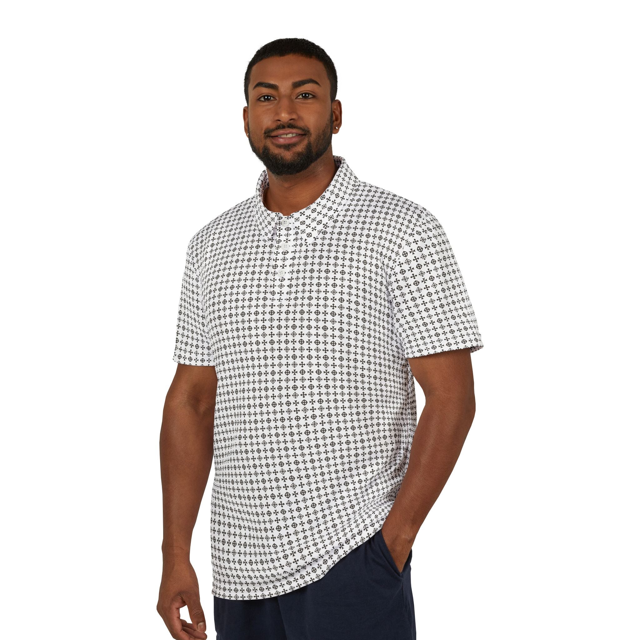 Classic Houndstooth Polo Shirt — All-Over Print