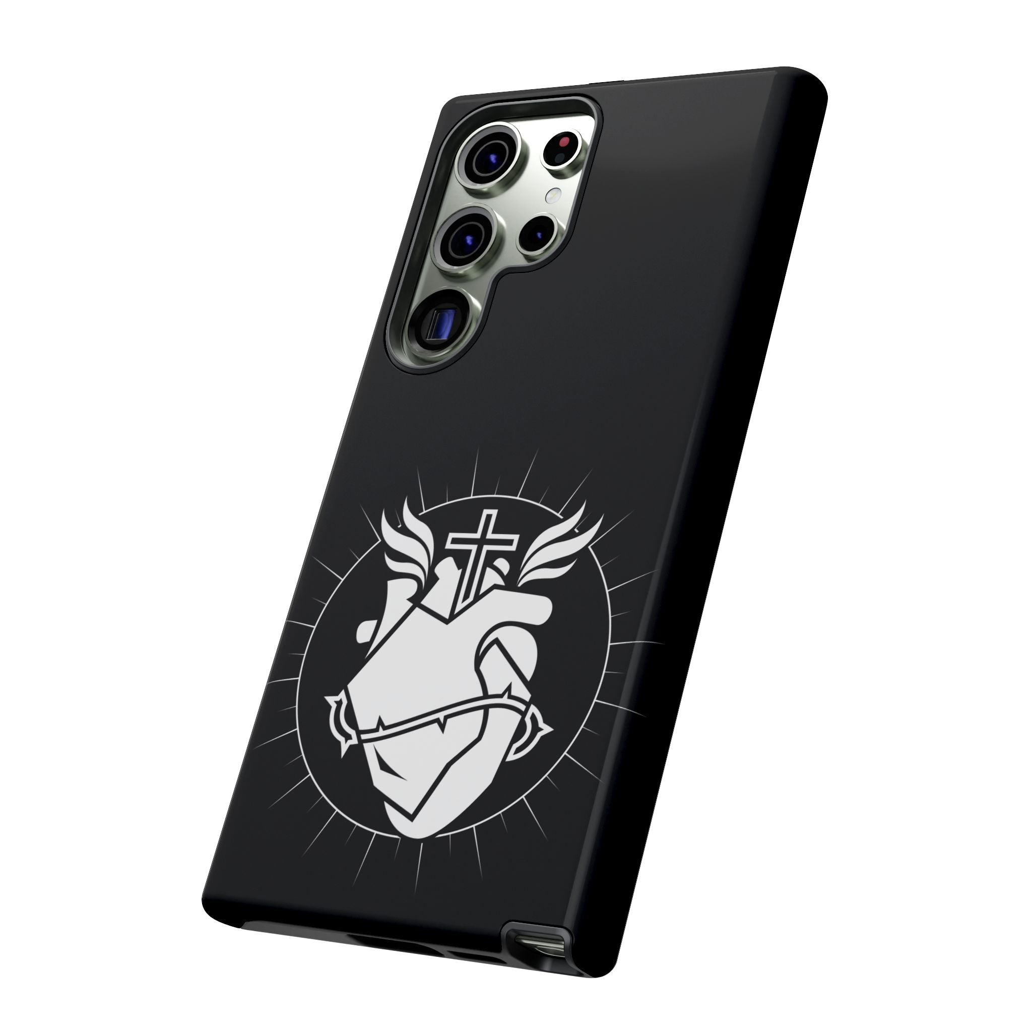Sacred Heart Cross Phone Case — Faith-Inspired Christian Armor for iPhone