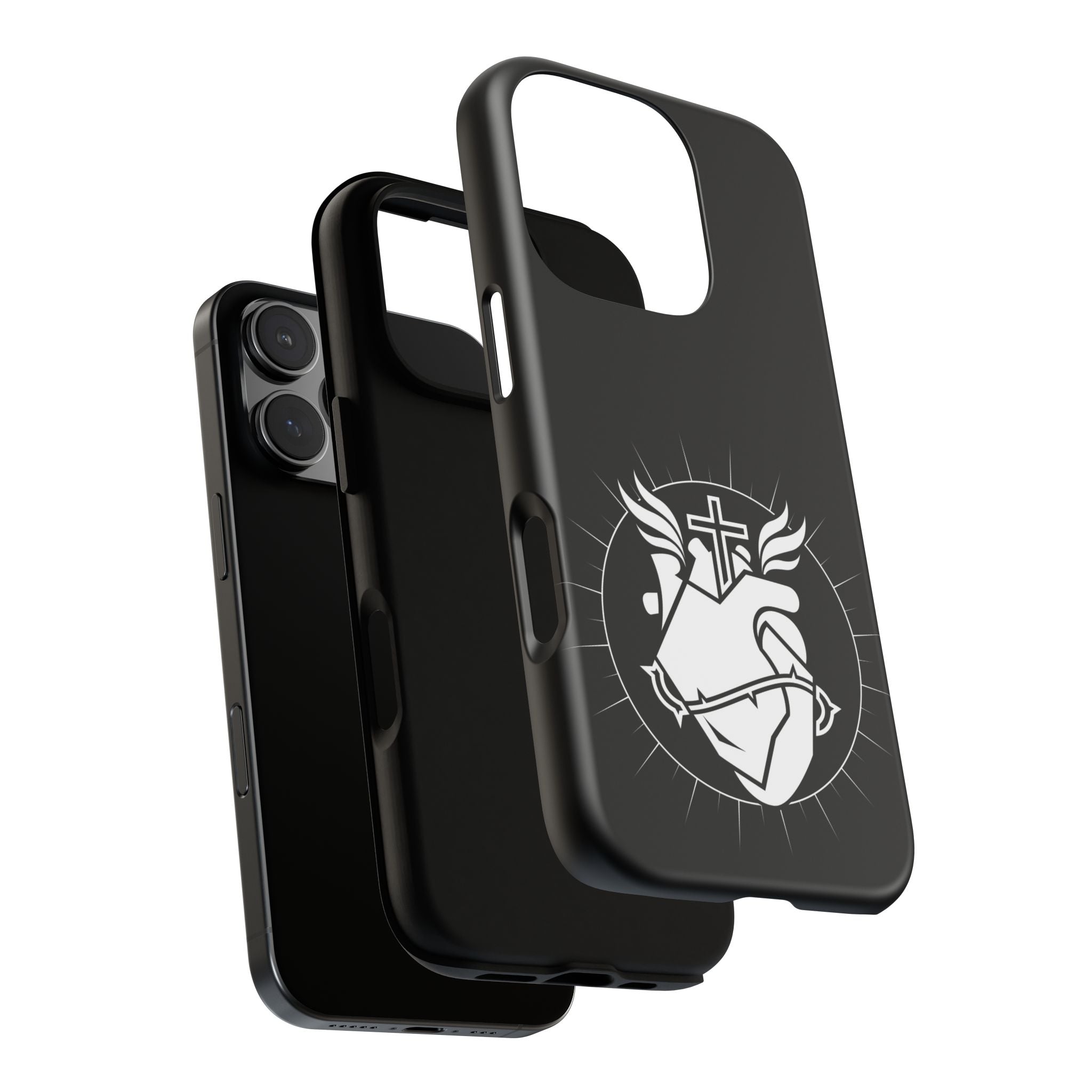 Sacred Heart Cross Phone Case — Faith-Inspired Christian Armor for iPhone