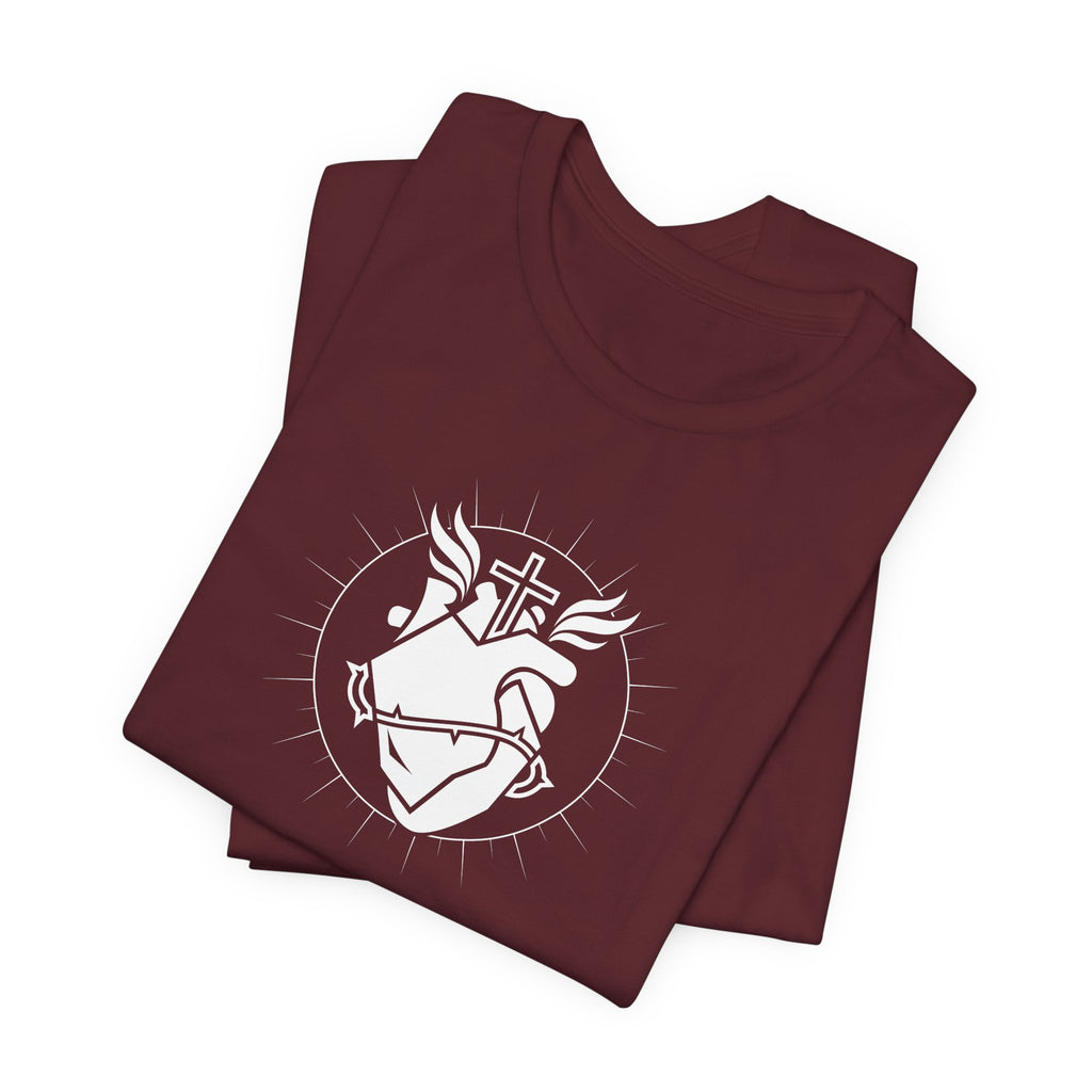 Sacred Heart Tee — Christian Cross & Heart Graphic Shirt