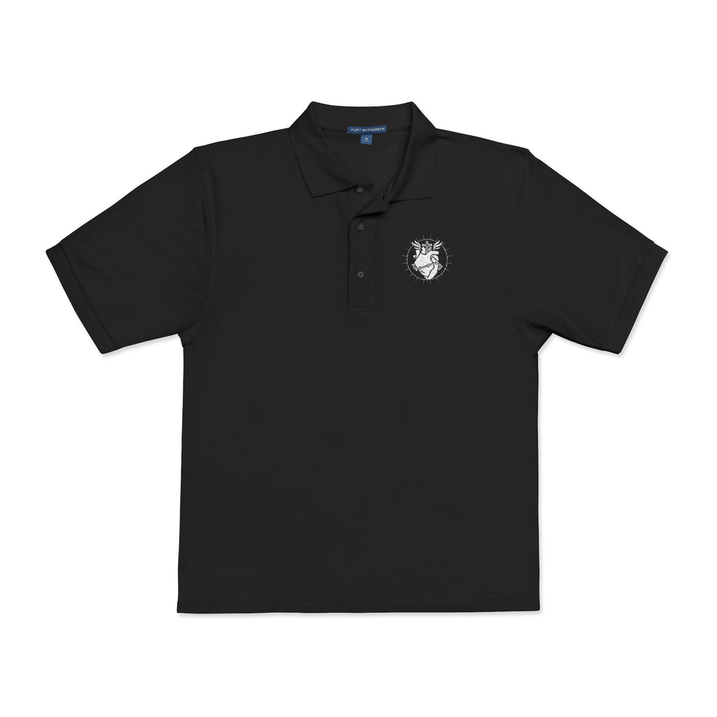 Embroidered Heart Crest Polo Shirt — Subtle White Chest Logo