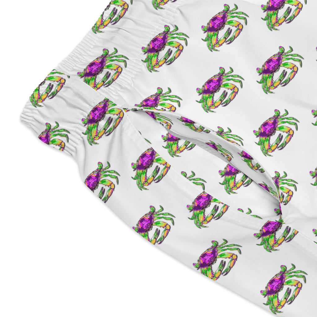 Mardi Gras Crab Pattern Swim Trunks