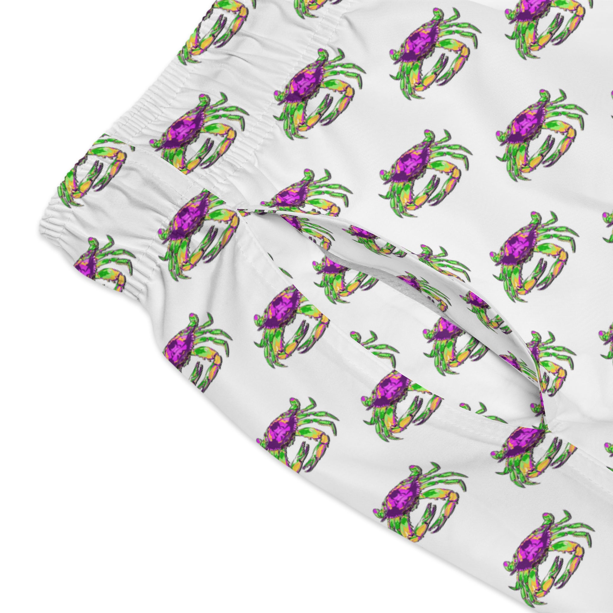 Mardi Gras Crab Pattern Swim Trunks