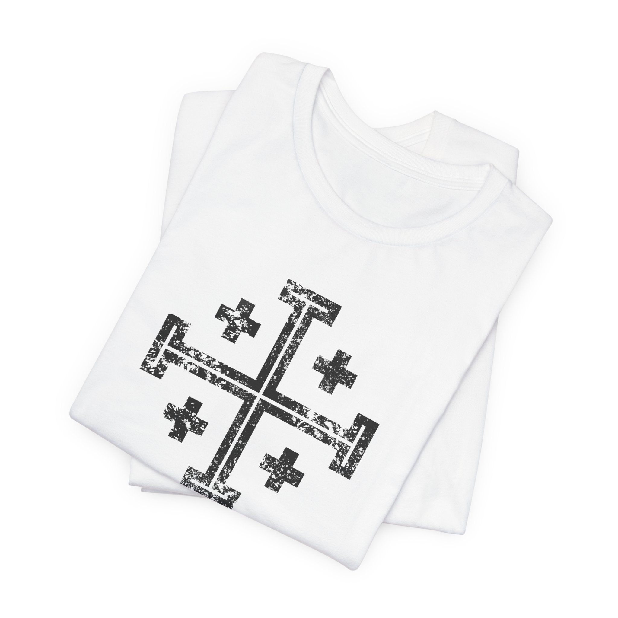 Jerusalem Cross T‑Shirt — Distressed Christian Cross Graphic Tee
