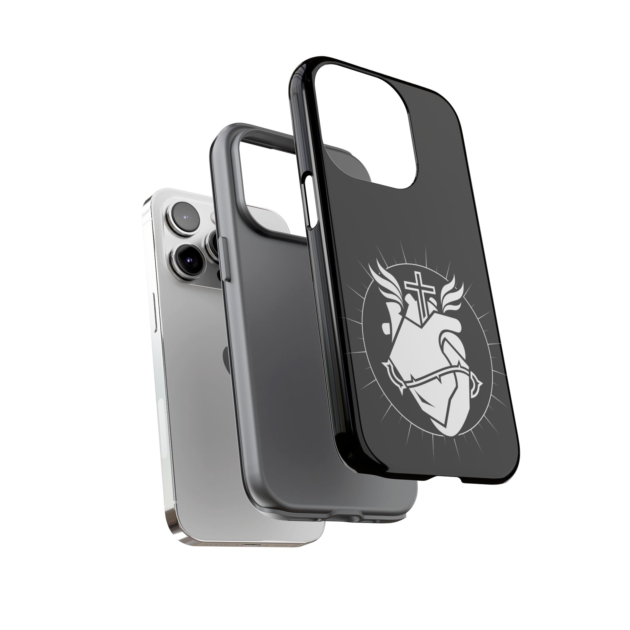 Sacred Heart Cross Phone Case — Faith-Inspired Christian Armor for iPhone