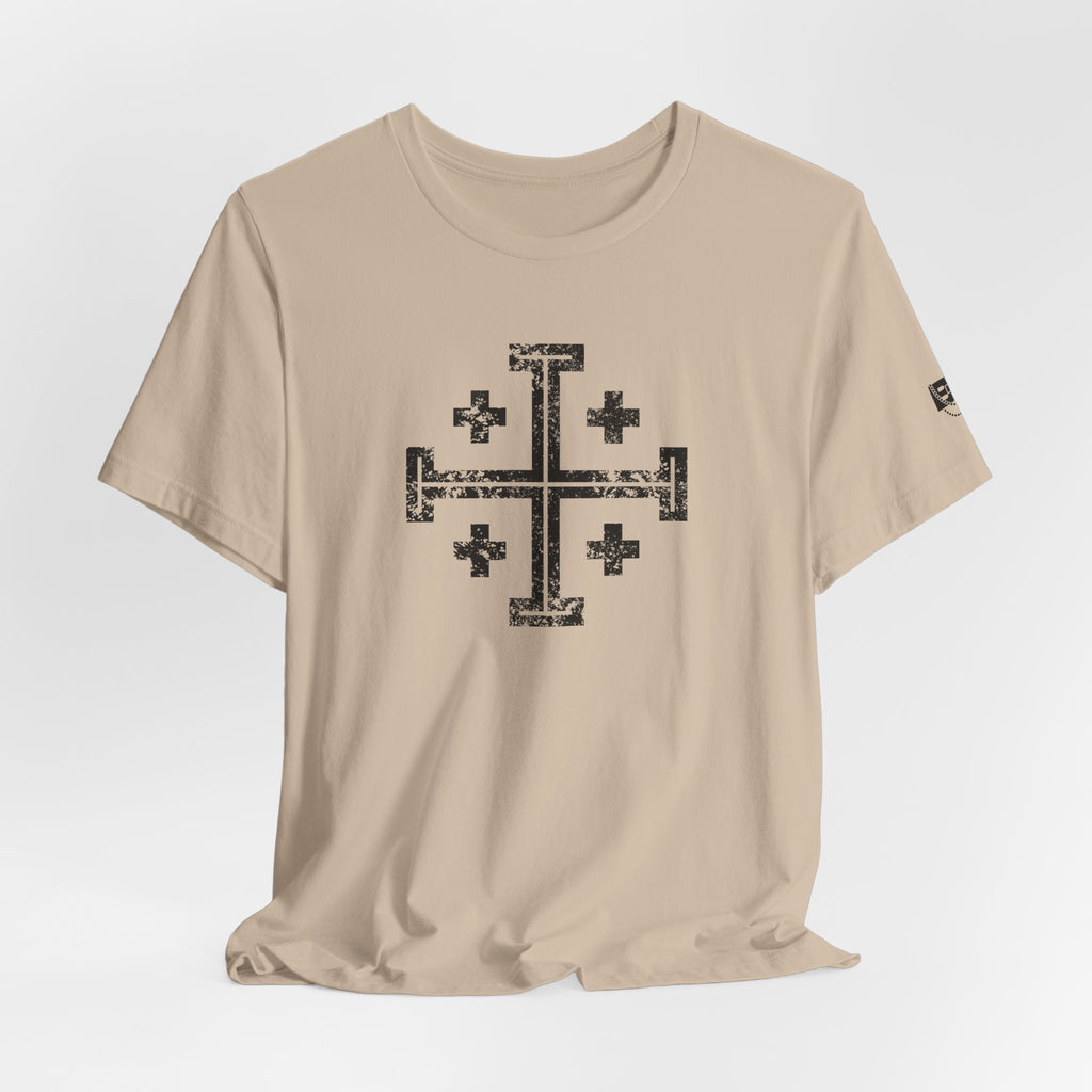 Jerusalem Cross T‑Shirt — Distressed Christian Cross Graphic Tee