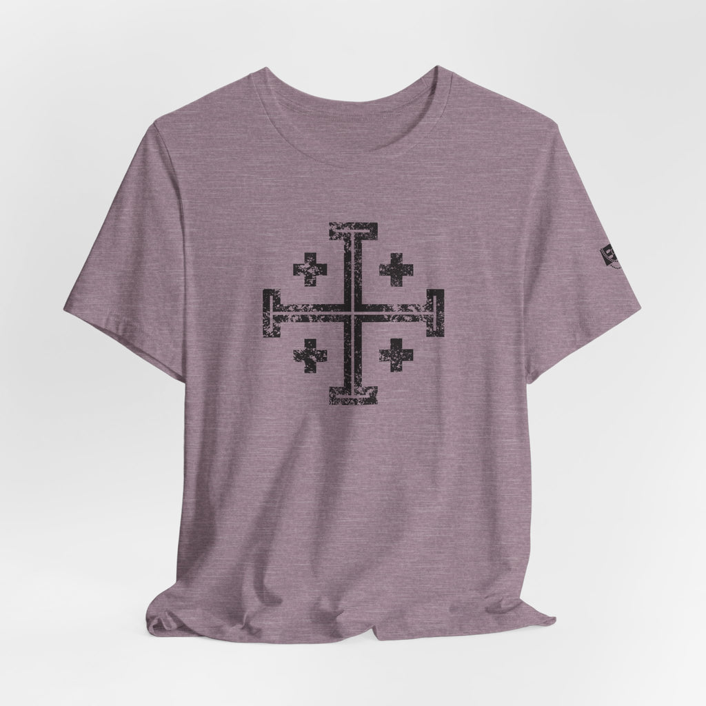 Jerusalem Cross T‑Shirt — Distressed Christian Cross Graphic Tee