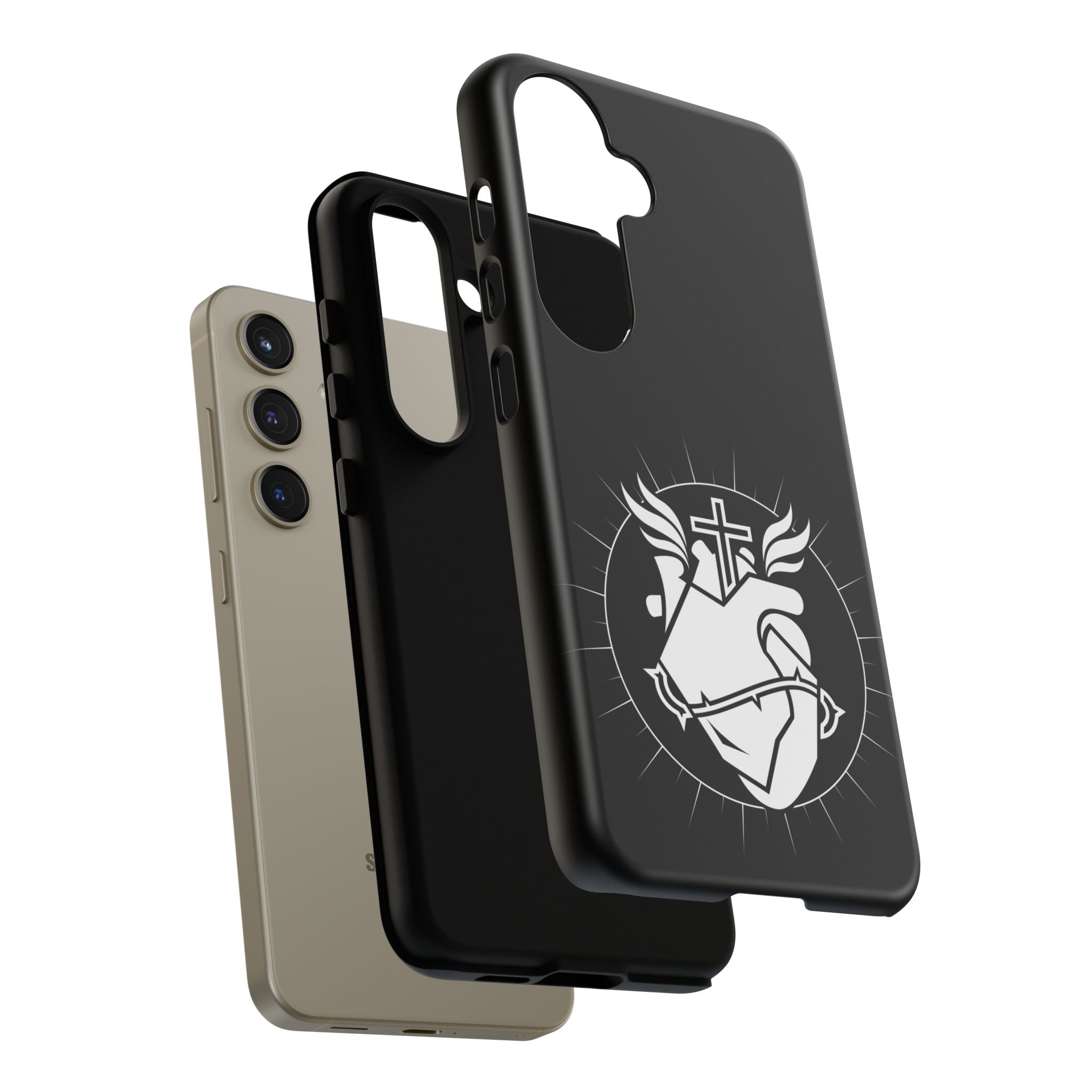 Sacred Heart Cross Phone Case — Faith-Inspired Christian Armor for iPhone