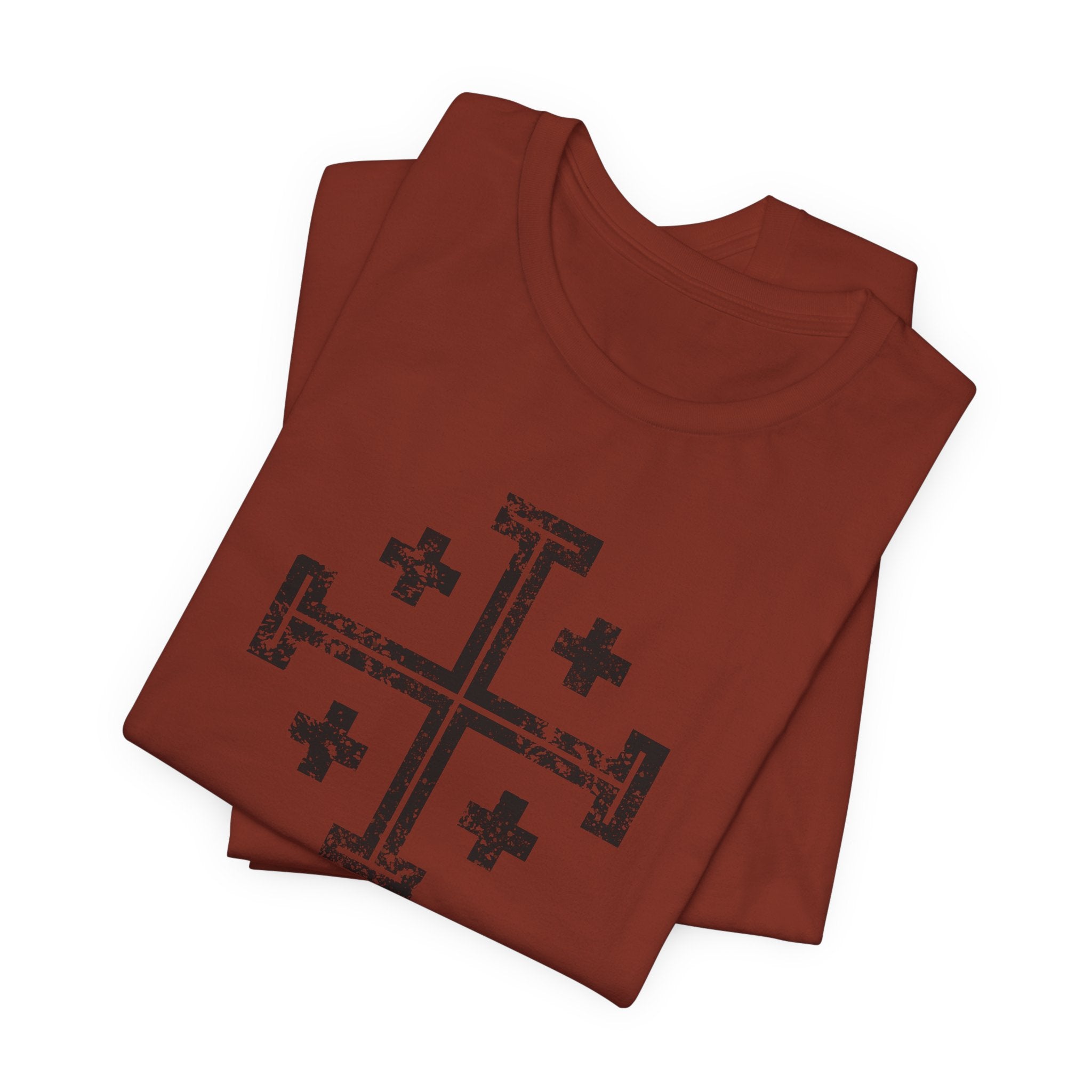 Jerusalem Cross T‑Shirt — Distressed Christian Cross Graphic Tee