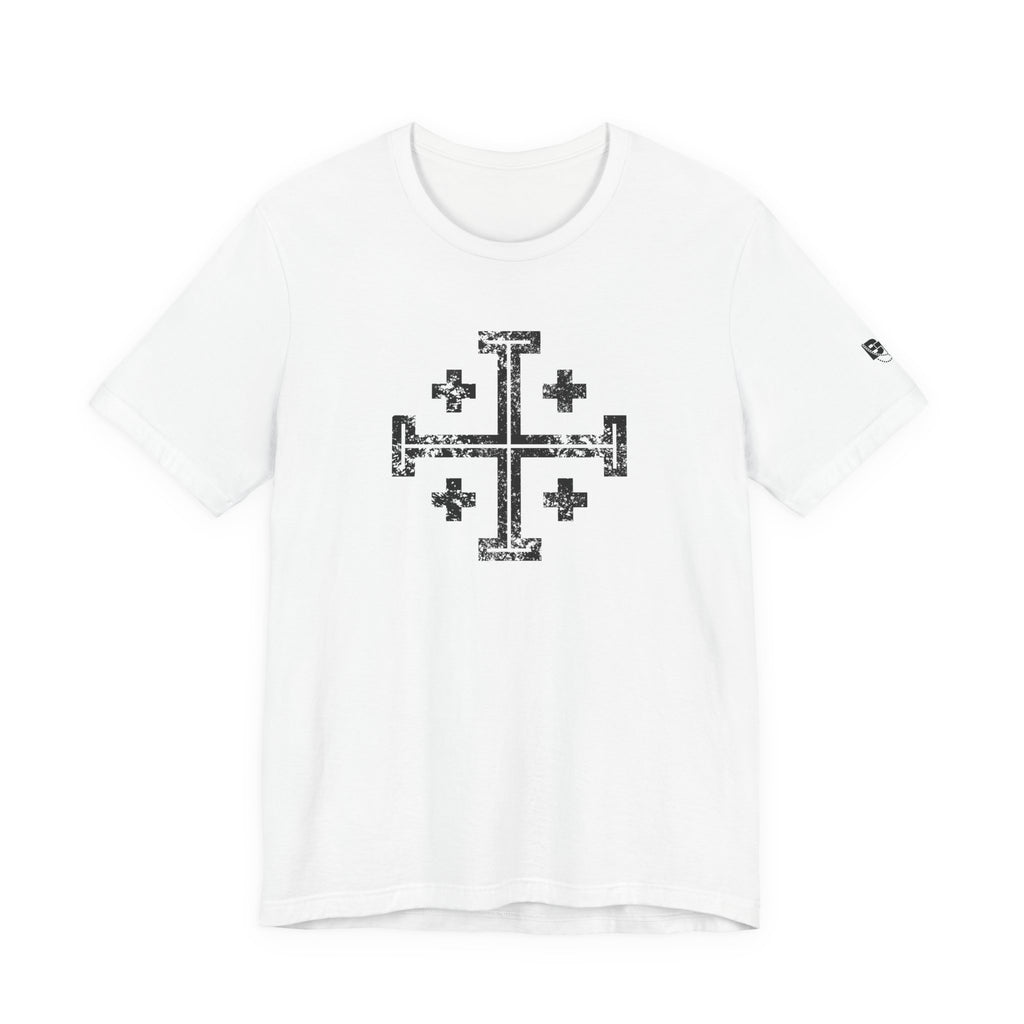 Jerusalem Cross T‑Shirt — Distressed Christian Cross Graphic Tee