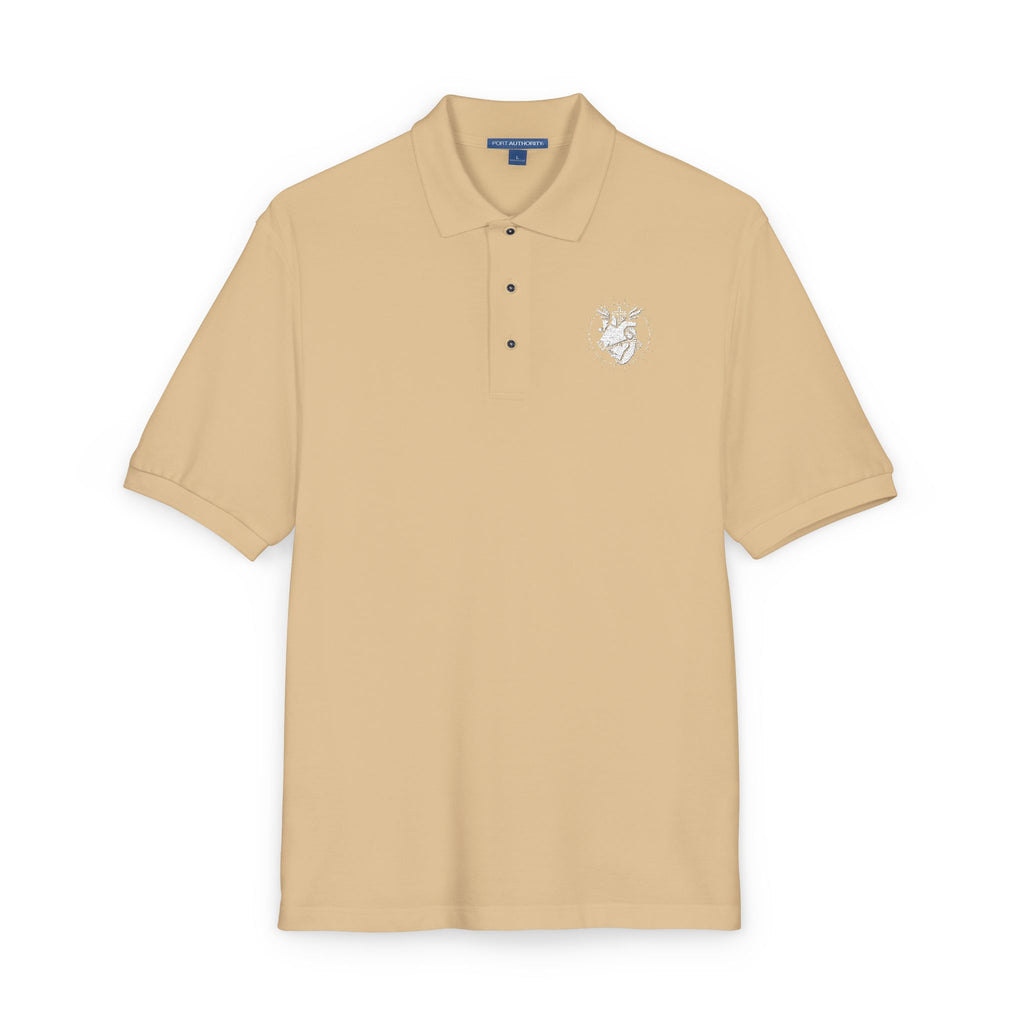 Embroidered Heart Crest Polo Shirt — Subtle White Chest Logo
