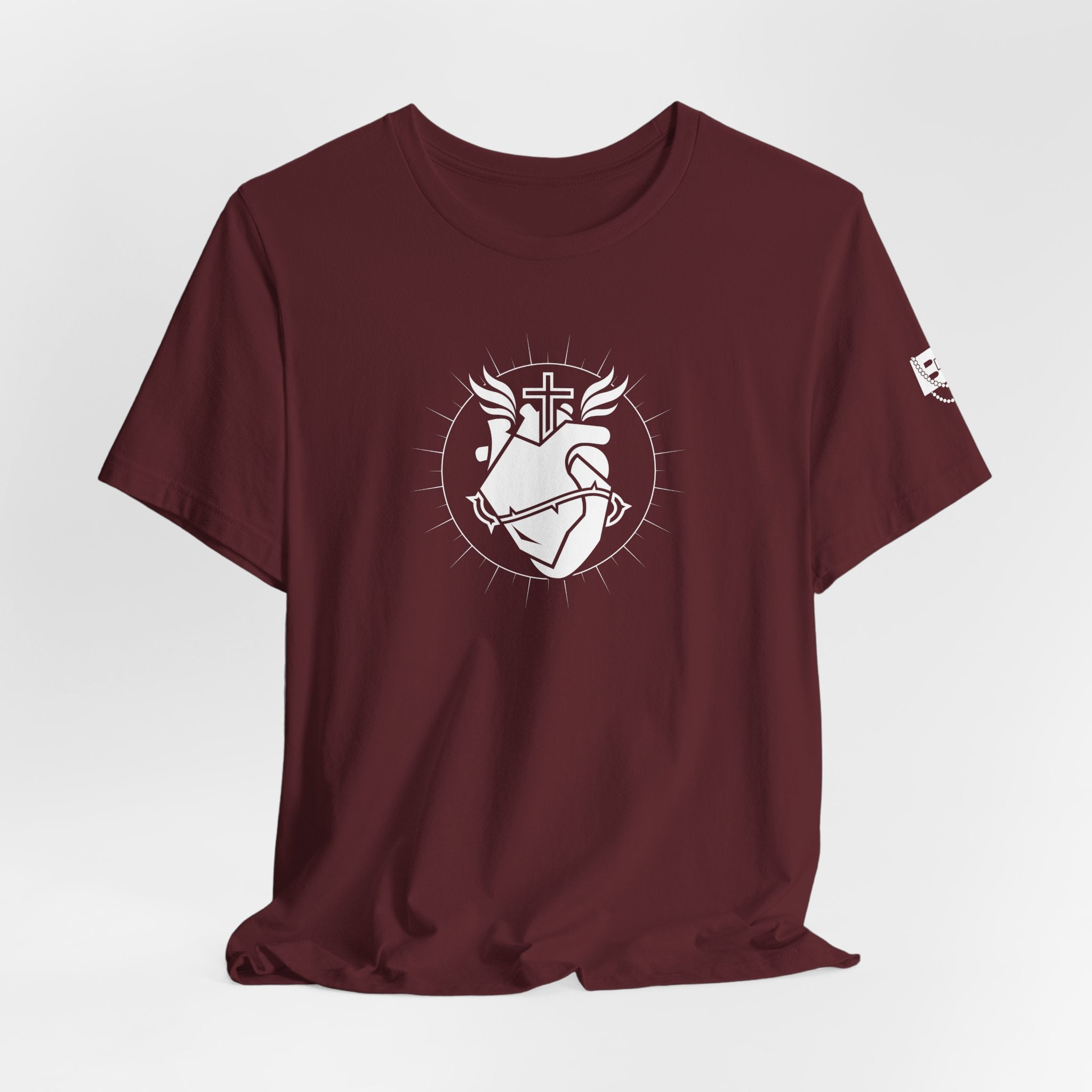 Sacred Heart Tee — Christian Cross & Heart Graphic Shirt