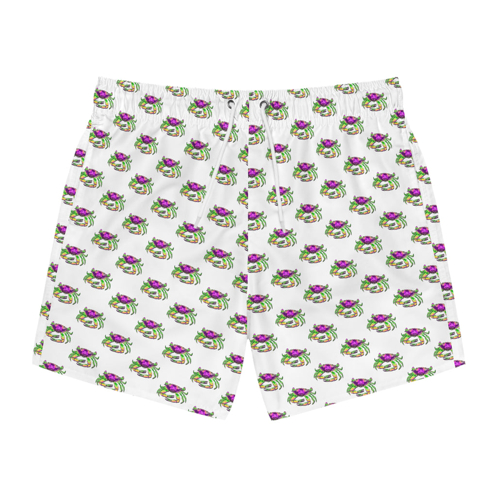 Mardi Gras Crab Pattern Swim Trunks