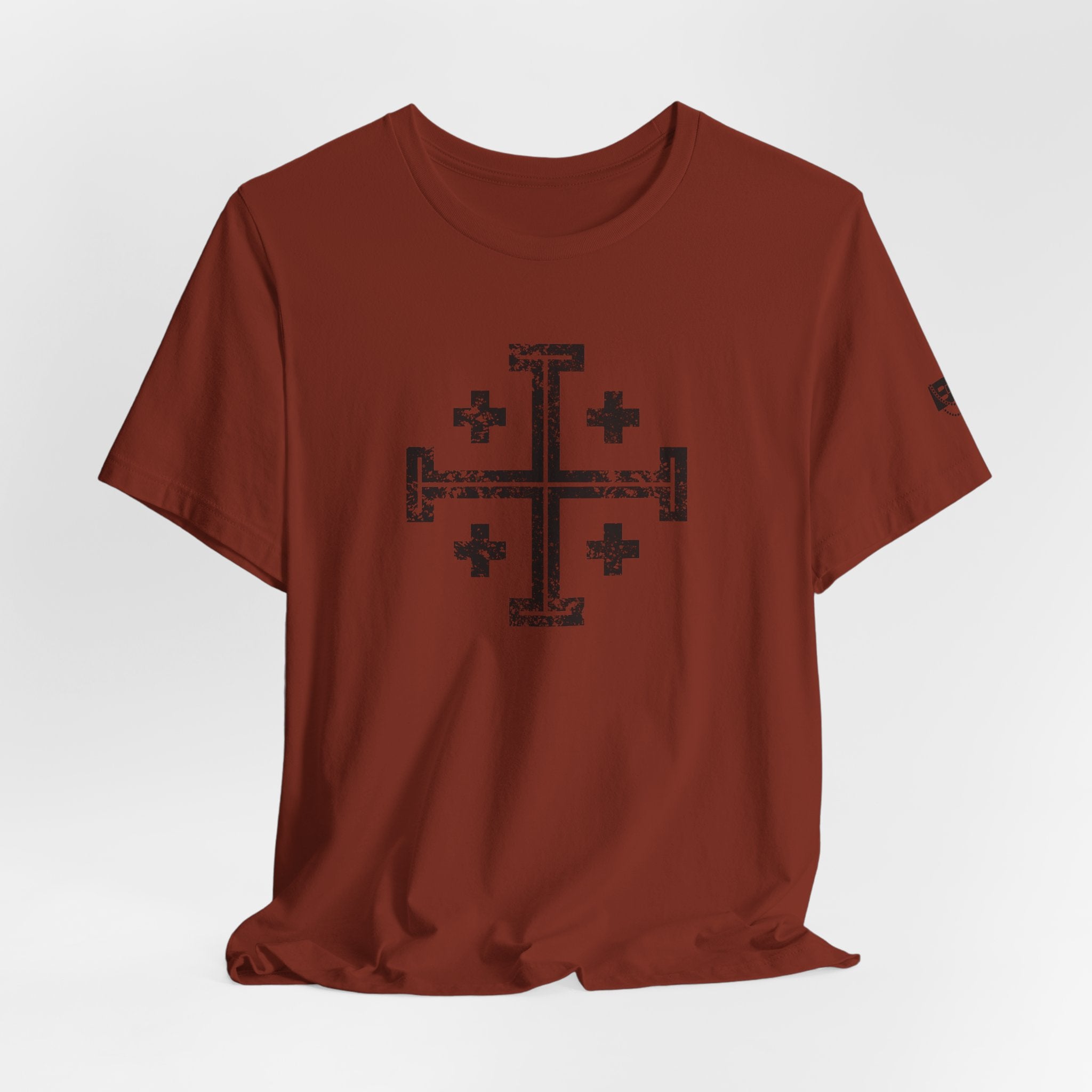 Jerusalem Cross T‑Shirt — Distressed Christian Cross Graphic Tee
