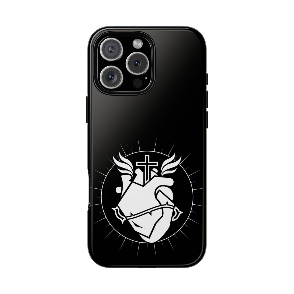 Sacred Heart Cross Phone Case — Faith-Inspired Christian Armor for iPhone