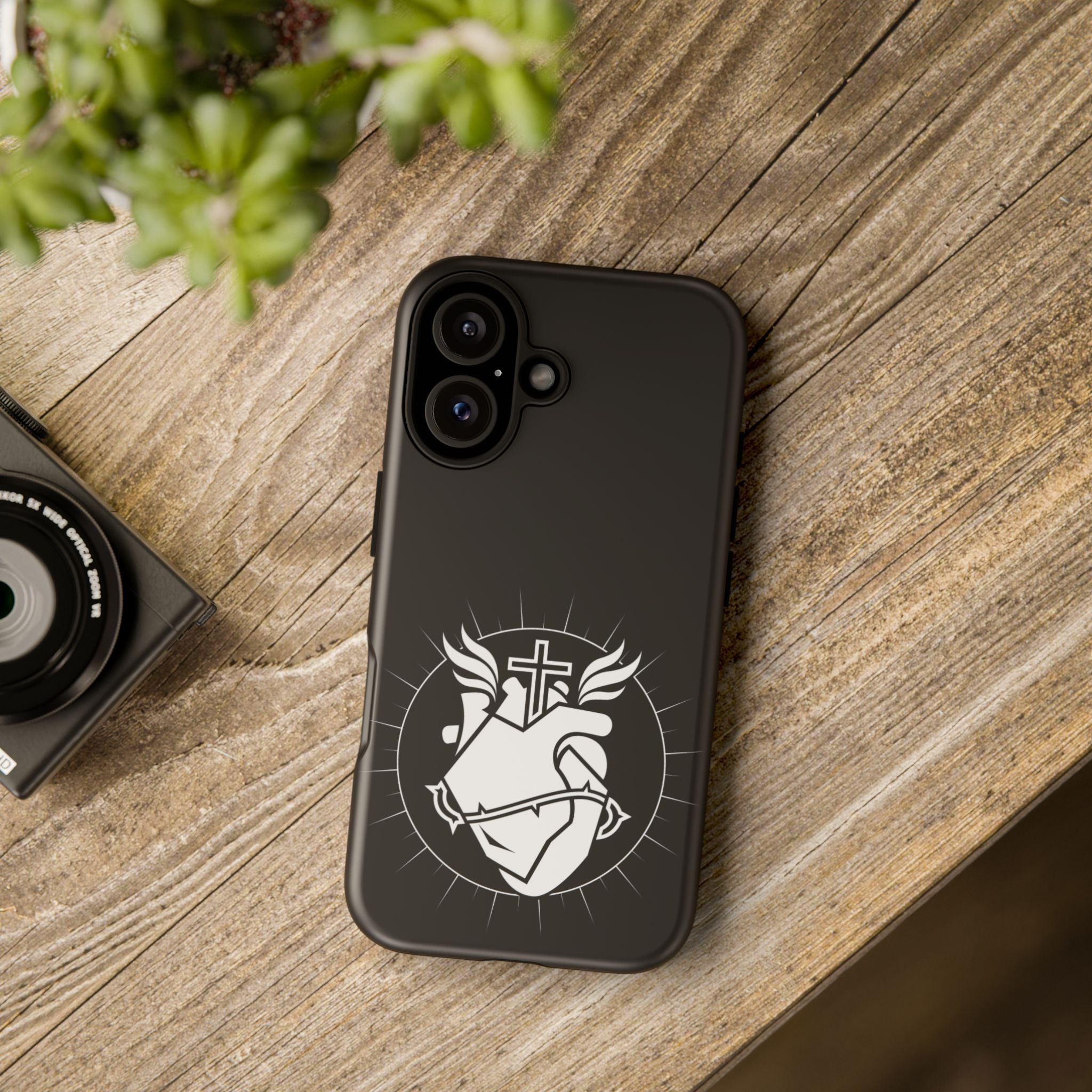 Sacred Heart Cross Phone Case — Faith-Inspired Christian Armor for iPhone