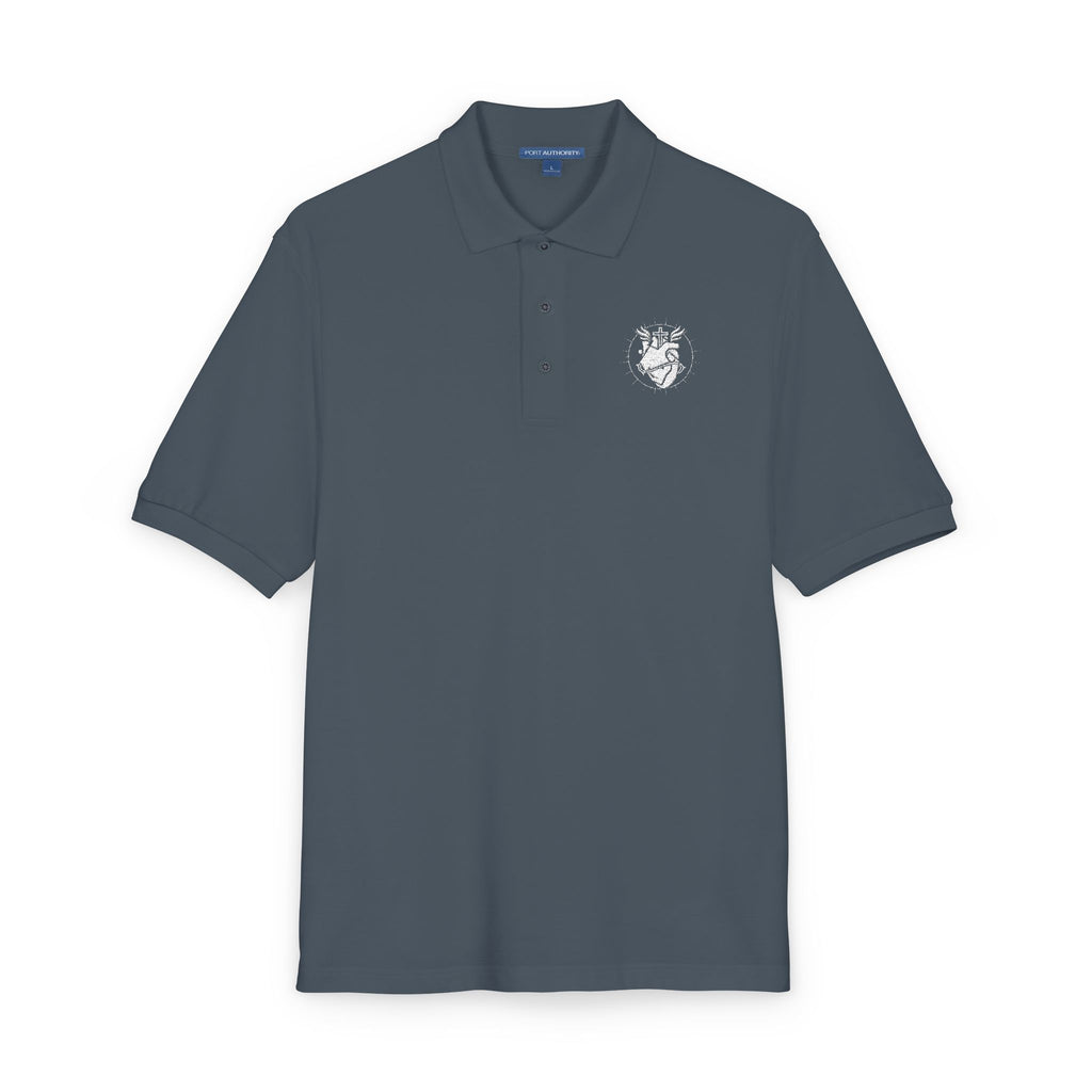 Embroidered Heart Crest Polo Shirt — Subtle White Chest Logo
