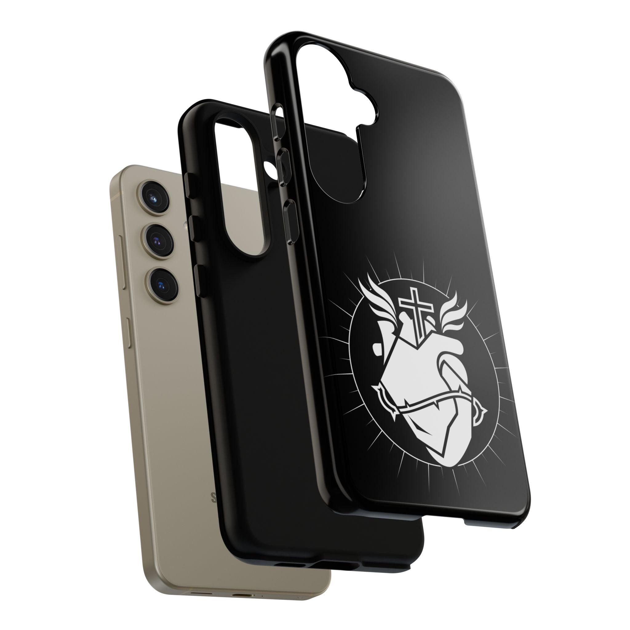 Sacred Heart Cross Phone Case — Faith-Inspired Christian Armor for iPhone