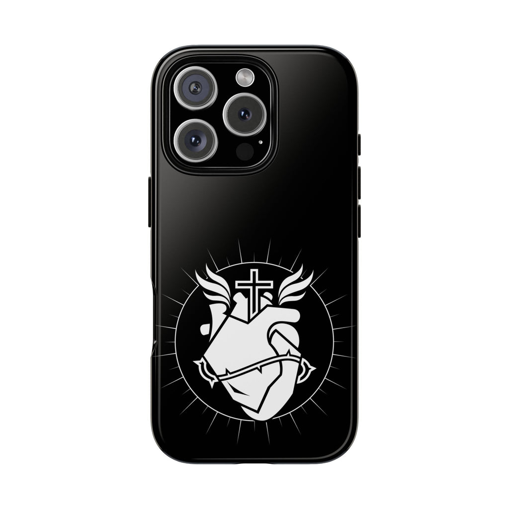 Sacred Heart Cross Phone Case — Faith-Inspired Christian Armor for iPhone