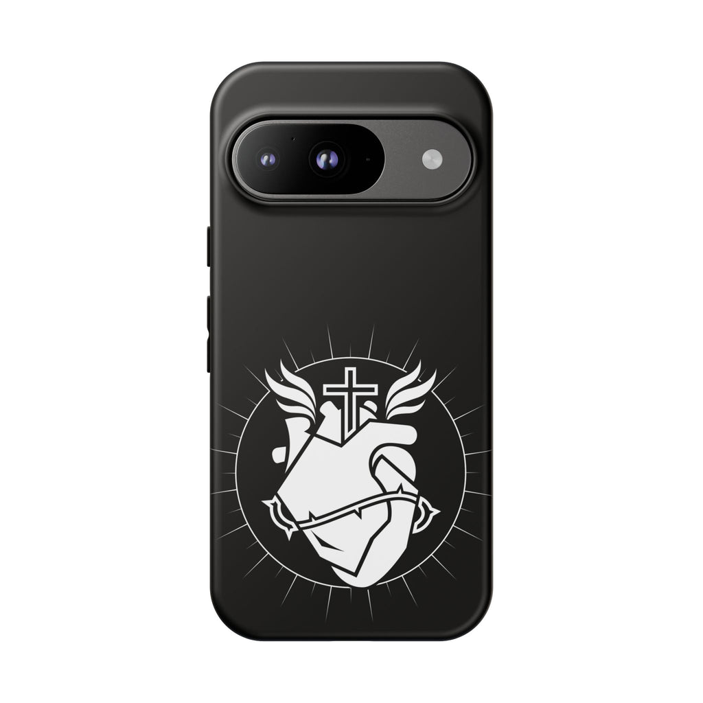 Sacred Heart Cross Phone Case — Faith-Inspired Christian Armor for iPhone