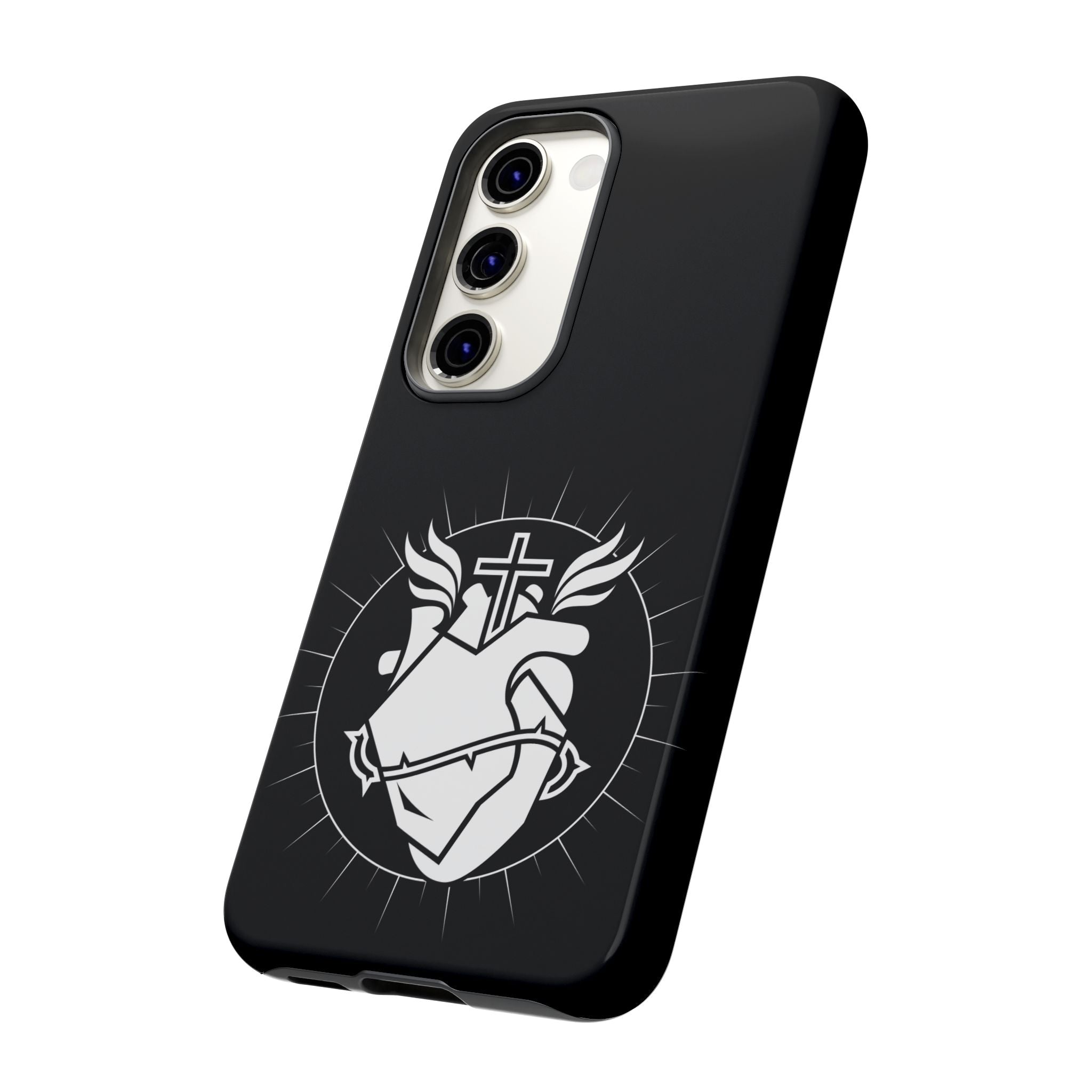 Sacred Heart Cross Phone Case — Faith-Inspired Christian Armor for iPhone