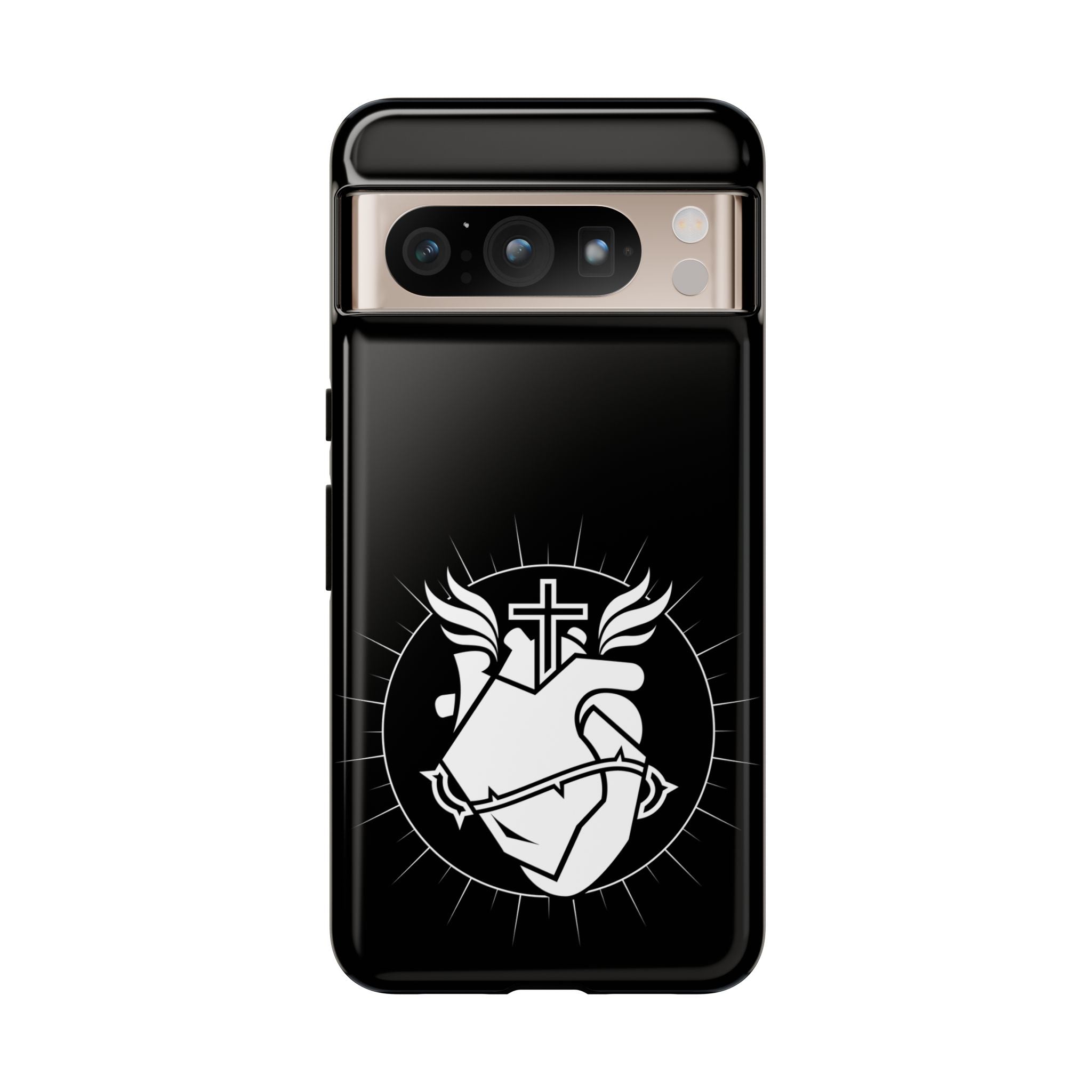 Sacred Heart Cross Phone Case — Faith-Inspired Christian Armor for iPhone