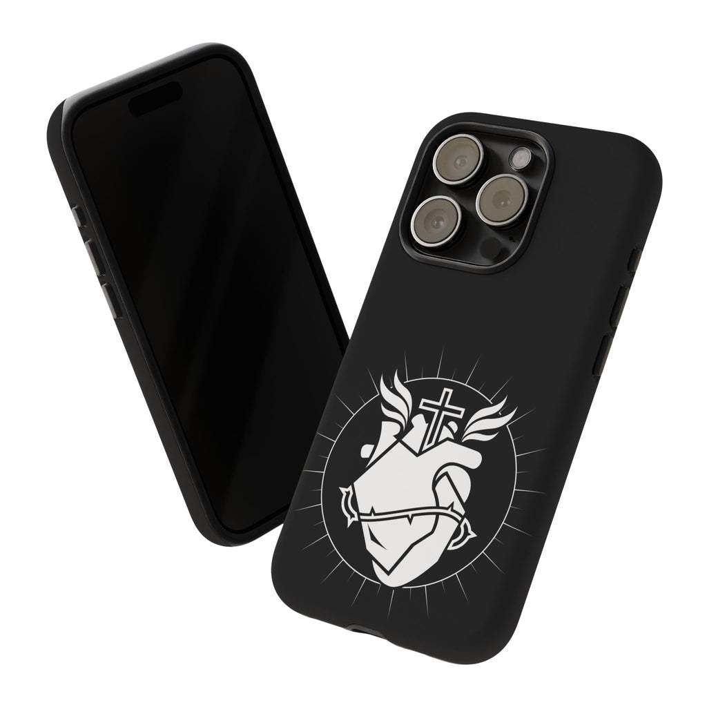 Sacred Heart Cross Phone Case — Faith-Inspired Christian Armor for iPhone