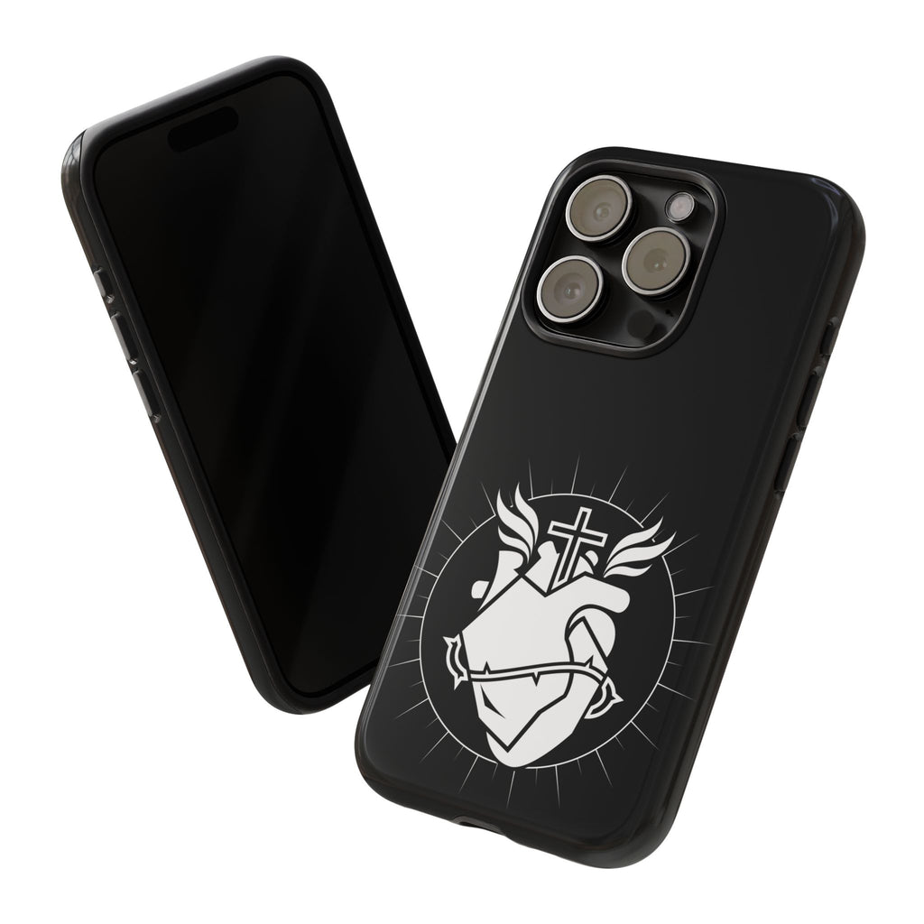 Sacred Heart Cross Phone Case — Faith-Inspired Christian Armor for iPhone