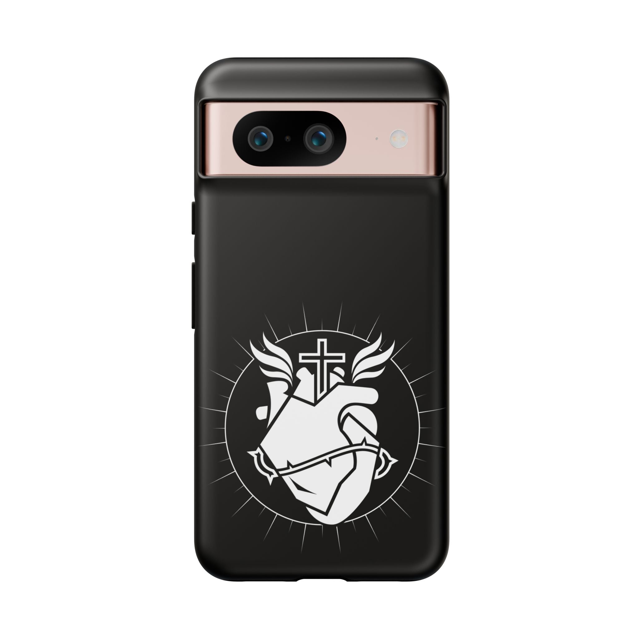 Sacred Heart Cross Phone Case — Faith-Inspired Christian Armor for iPhone