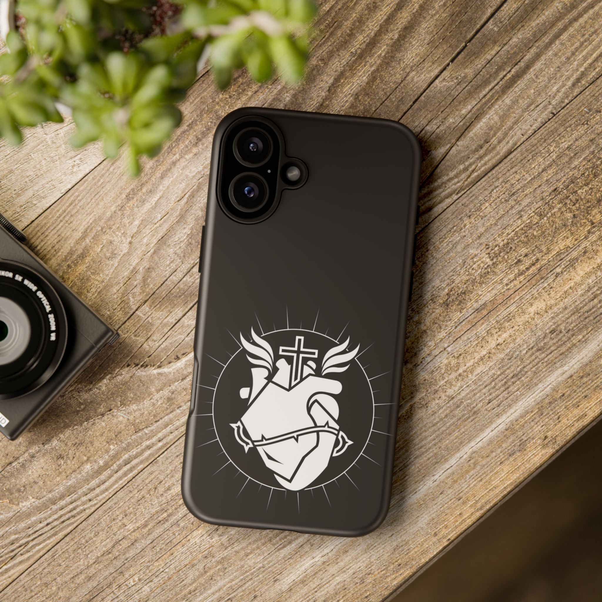 Sacred Heart Cross Phone Case — Faith-Inspired Christian Armor for iPhone