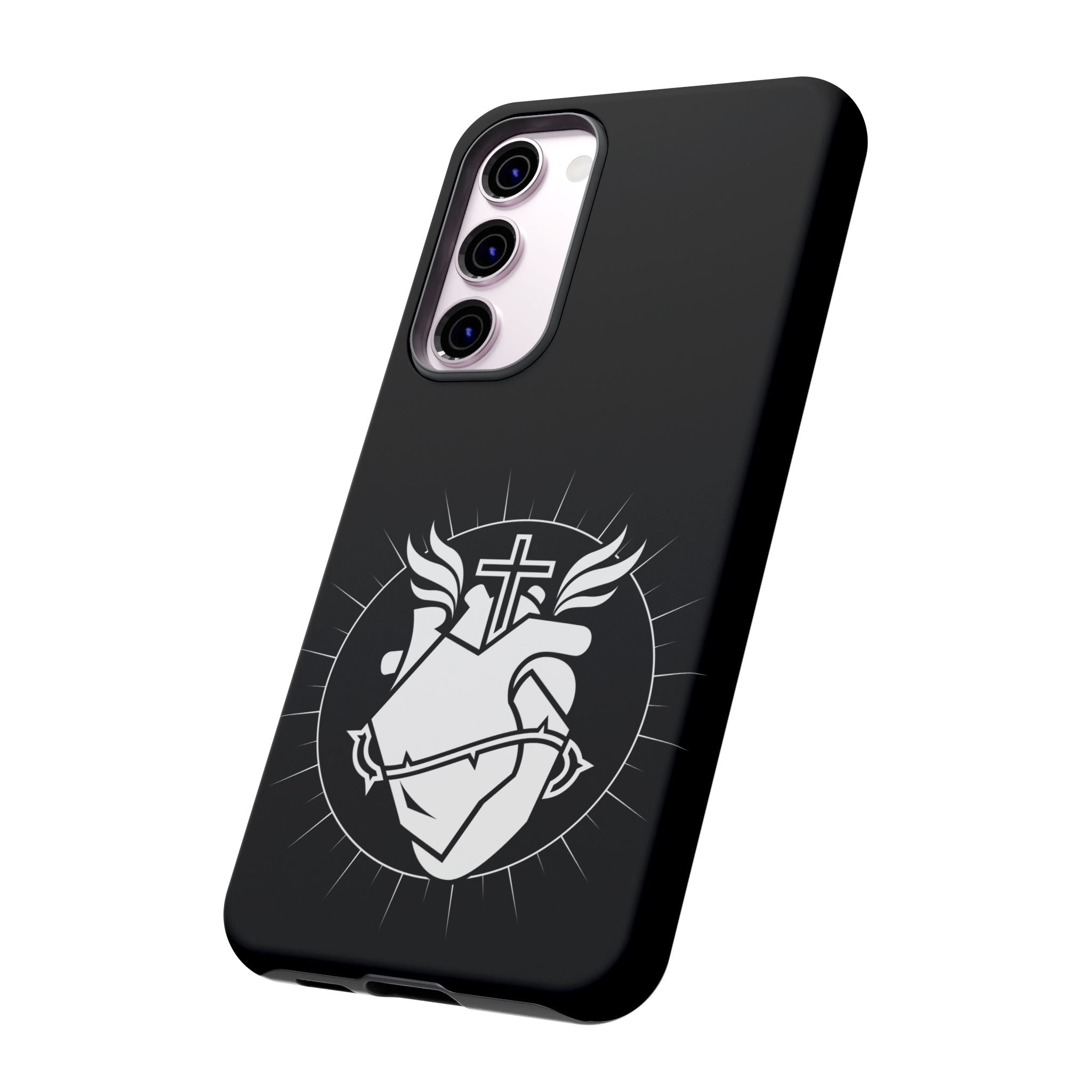 Sacred Heart Cross Phone Case — Faith-Inspired Christian Armor for iPhone