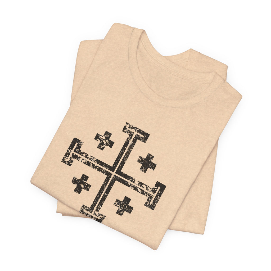 Jerusalem Cross T‑Shirt — Distressed Christian Cross Graphic Tee