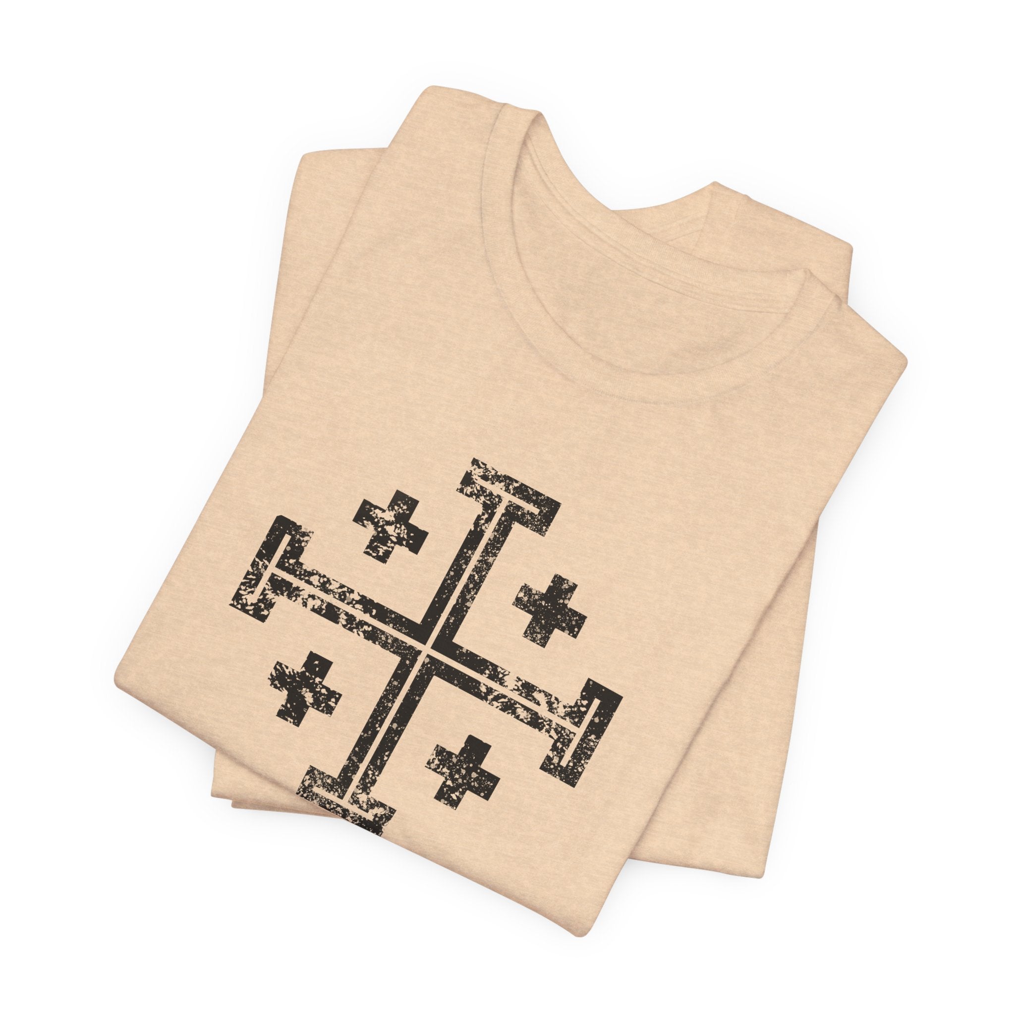 Jerusalem Cross T‑Shirt — Distressed Christian Cross Graphic Tee